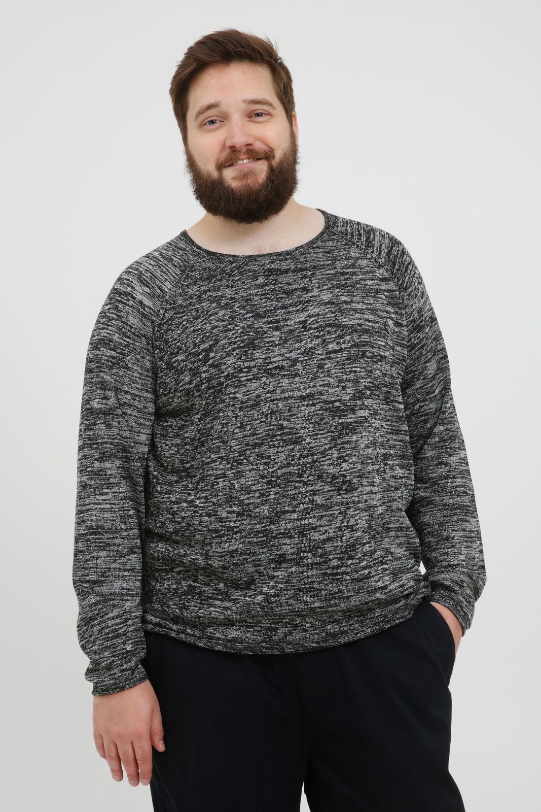 klassischer BLEND BHDan BT Herren Feinstrickpullover mit Rundhals Strickpullover Große Größen 20713439ME-194007 Schwarz