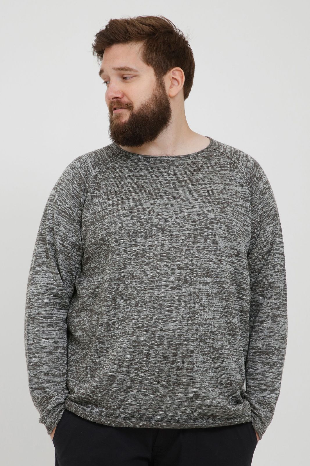 klassischer BLEND BHDan BT Herren Feinstrickpullover mit Rundhals Strickpullover Große Größen 20713439ME-200277 Grau