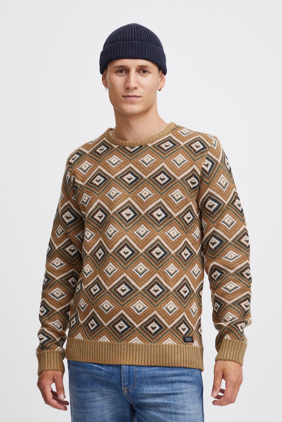 klassischer BLEND Herren Feinstrickpullover mit Rundhals Strickpullover 20715873-181022 Beige