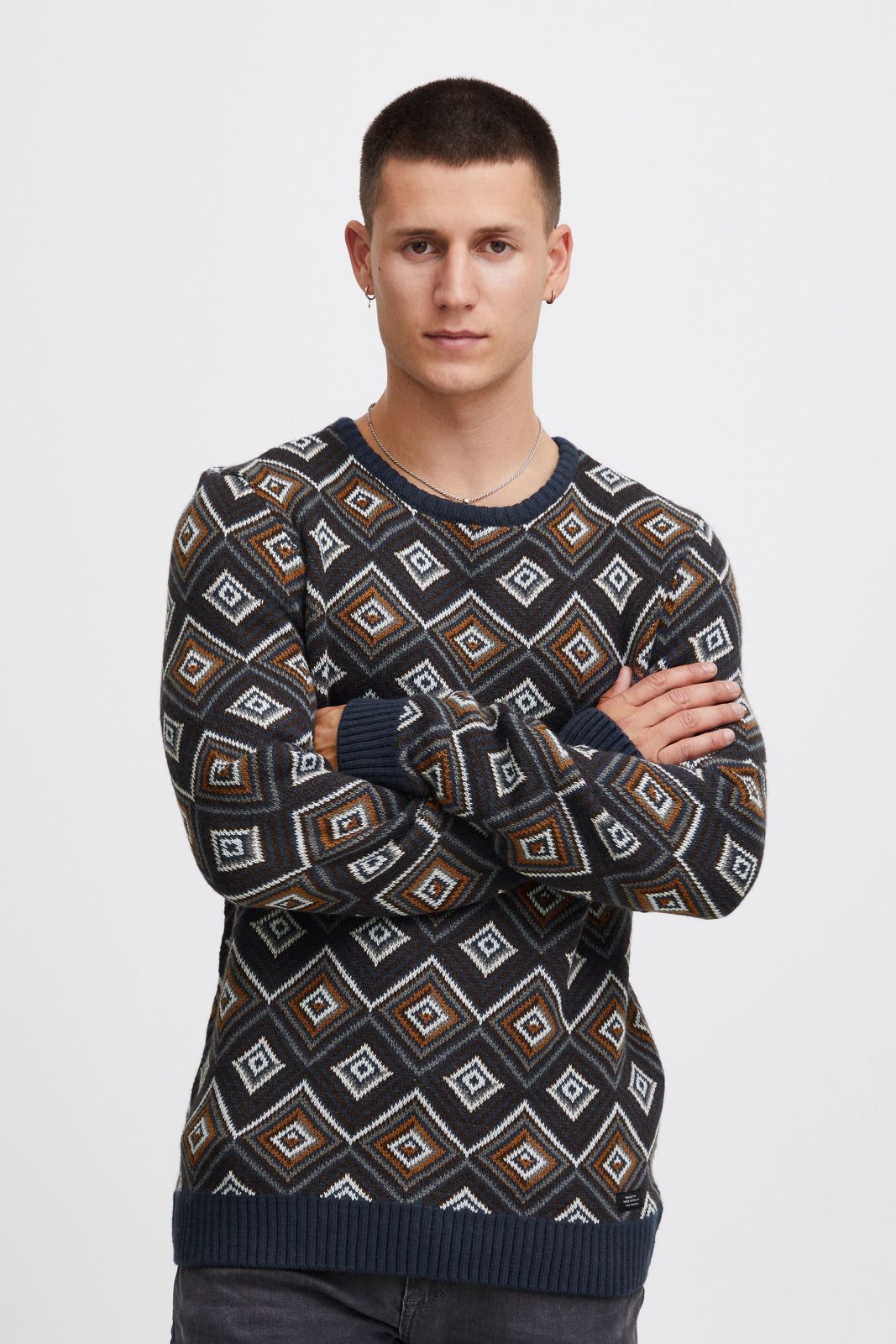 klassischer BLEND Herren Feinstrickpullover mit Rundhals Strickpullover 20715873-194024 Blau