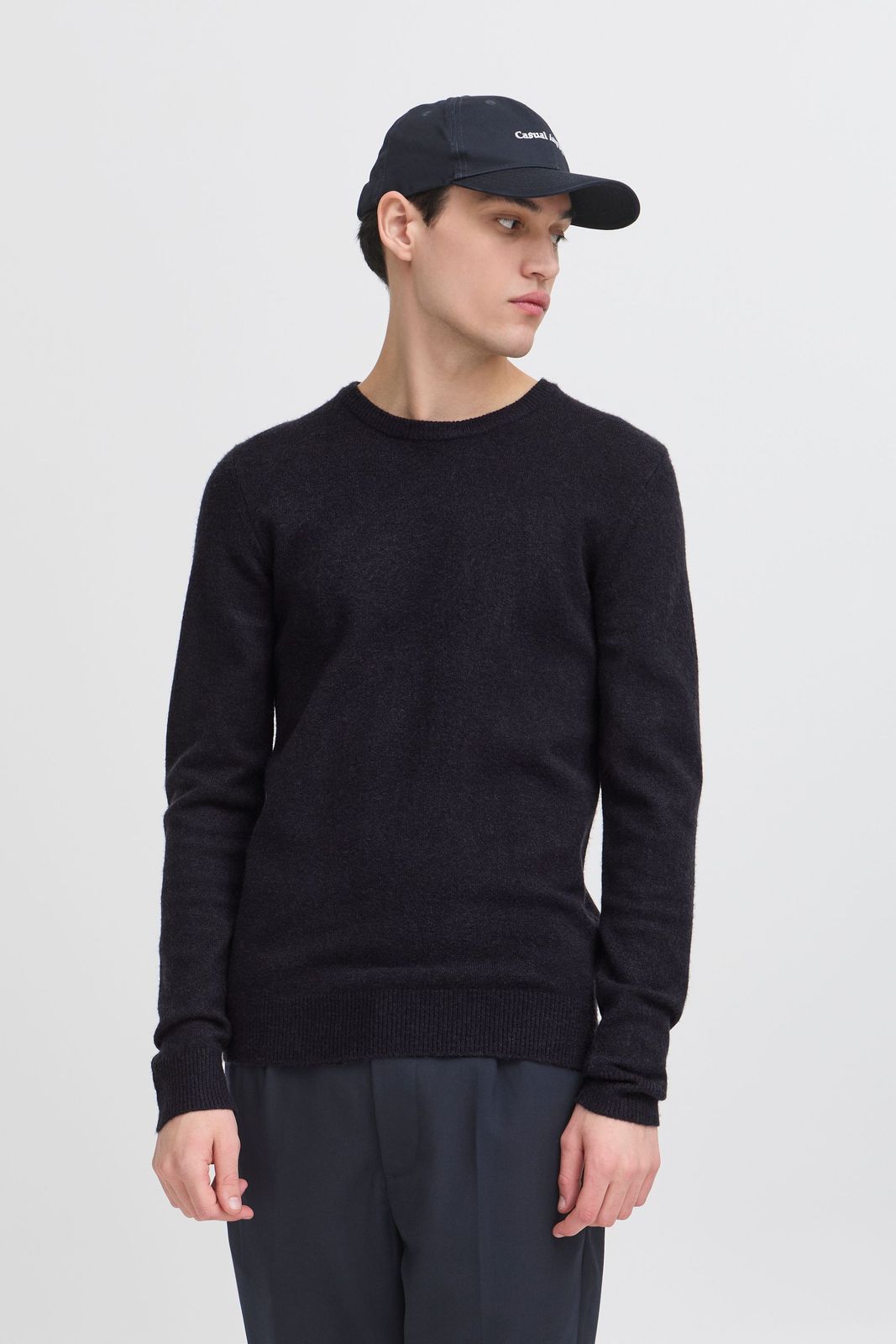 klassischer CASUAL FRIDAY CFHeine Herren Grobstrickpullover mit Label-Detail Strickpullover 20505605-194013 Blau