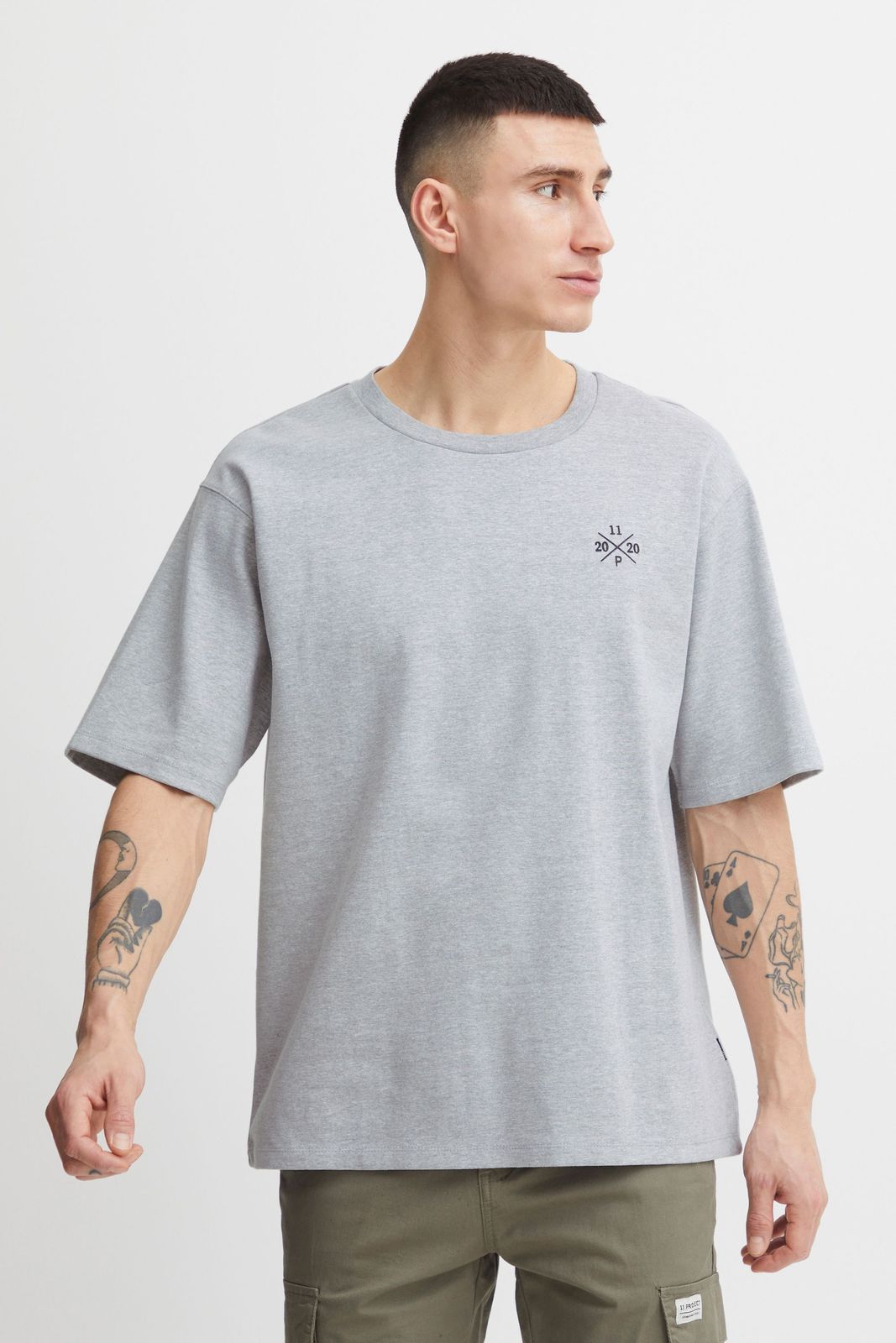 klassisches 11 PROJECT PROlie Herren T-Shirt mit Rundhals Shirt 20715932ME-200274 Grau