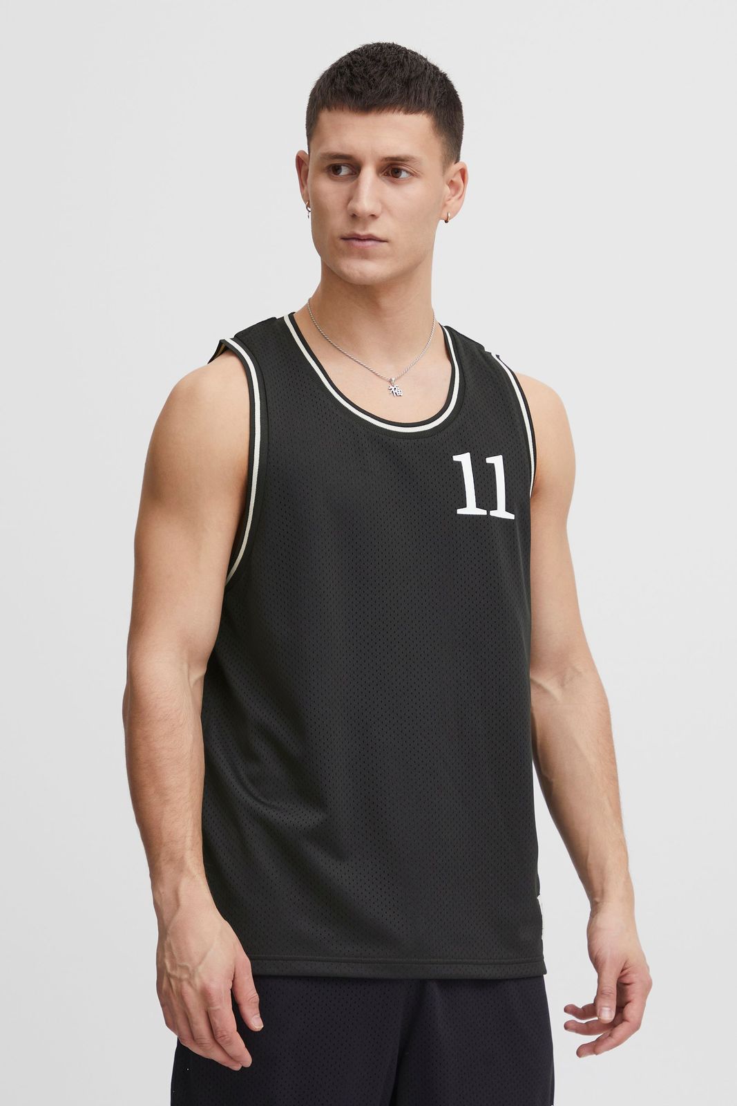 klassisches 11 PROJECT PRZayden Herren Tanktop mit Rundhals Top 21301016-ME-194008 Schwarz