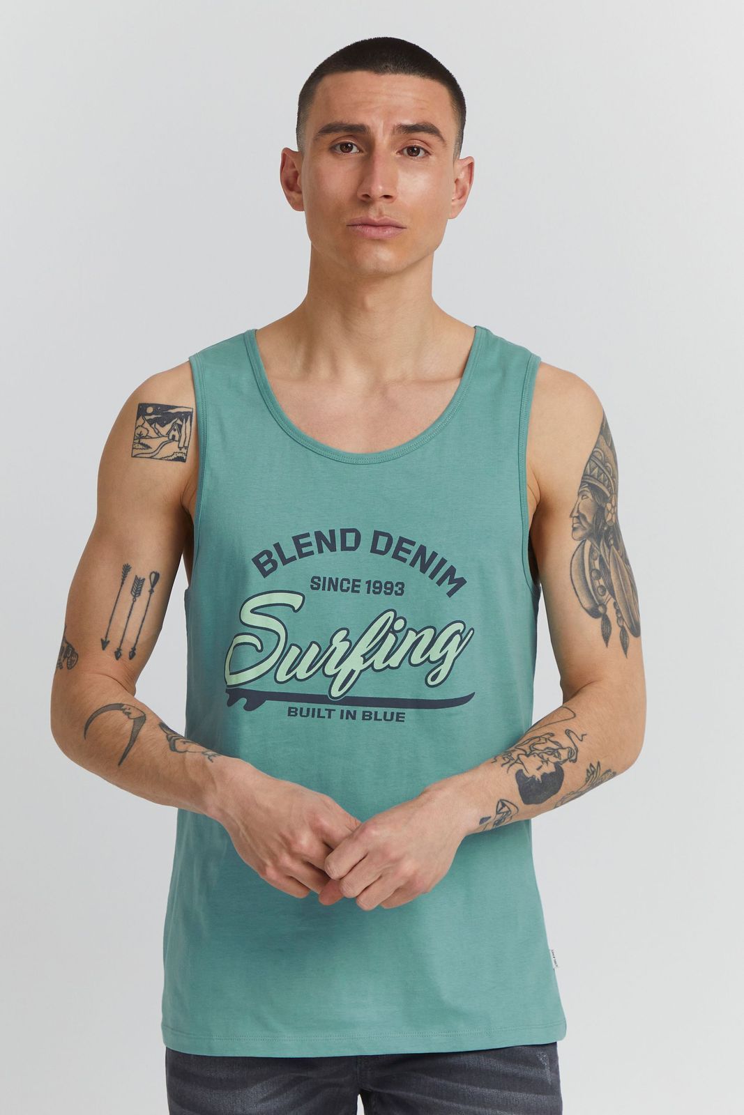 klassisches BLEND BDLingo Herren Tanktop mit Rundhals Top 20714921ME-164712 Blau