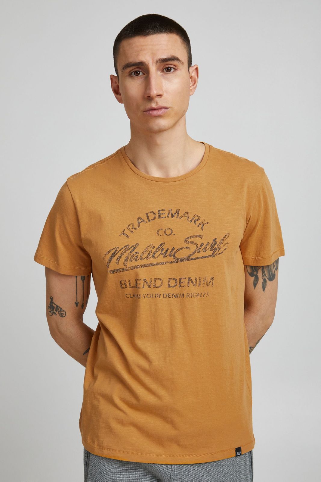 klassisches BLEND BHAmatus Herren T-Shirt mit Rundhals Shirt 20714728ME-171040 Gelb