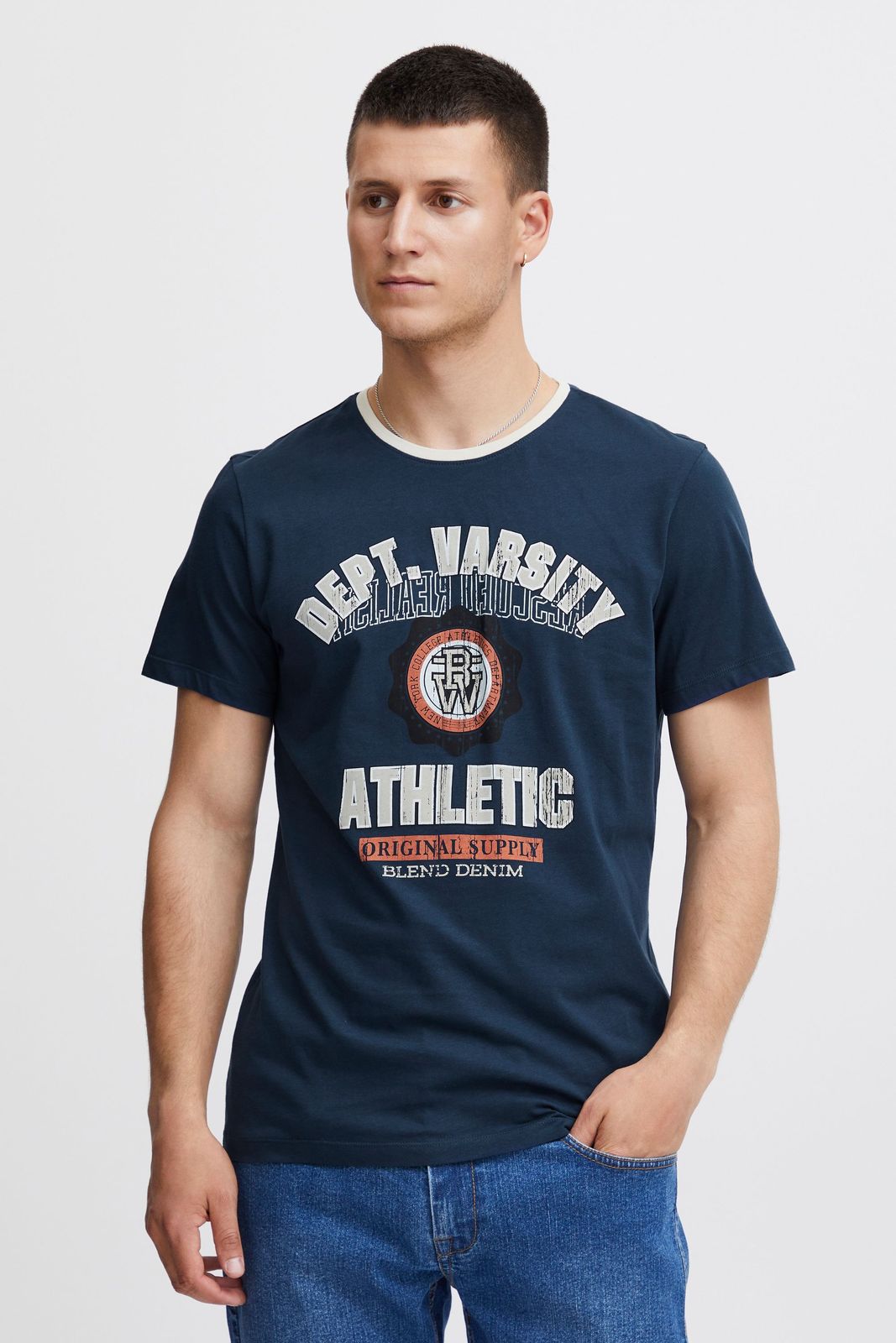 klassisches BLEND BHOrion Herren T-Shirt mit Rundhals Shirt 20716730ME-194024 Blau