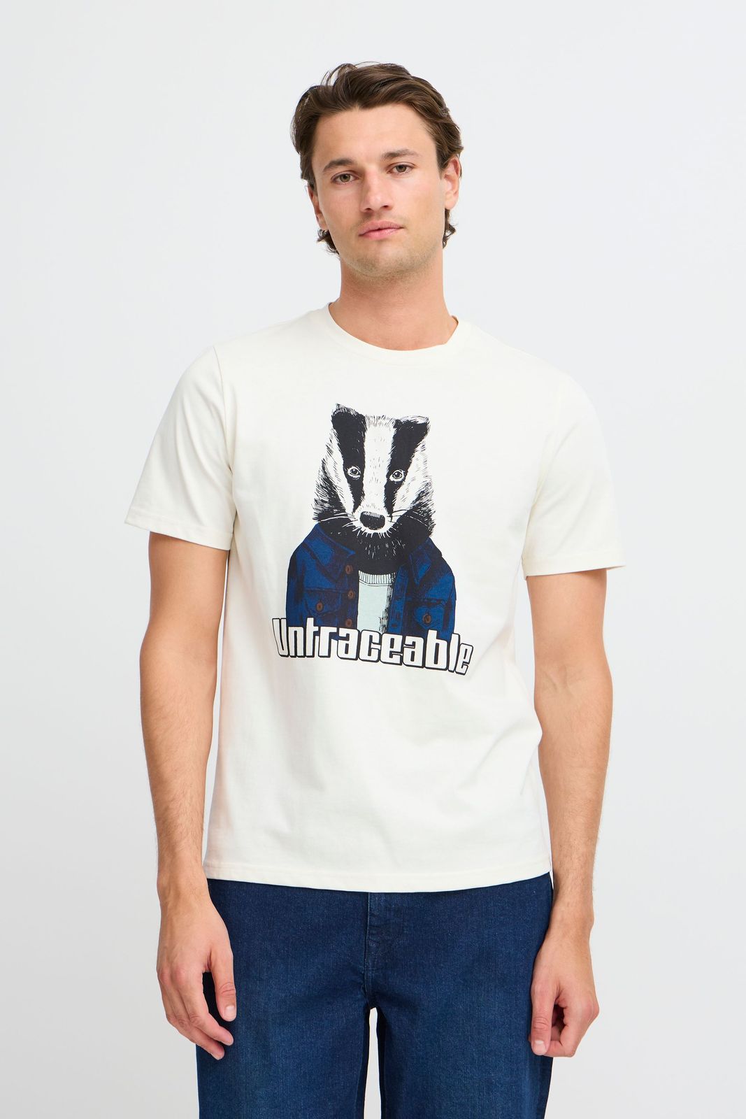 klassisches BLEND Herren T-Shirt mit Rundhals Shirt 20717344-203633 Weiß