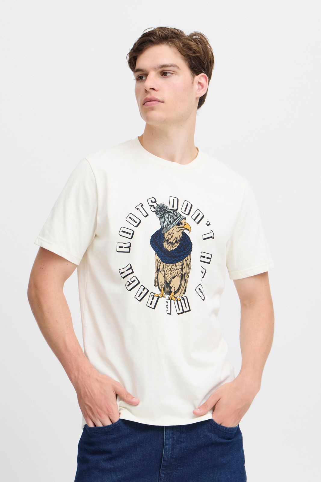 klassisches BLEND Herren T-Shirt mit Rundhals Shirt 20717344-203634 Weiß