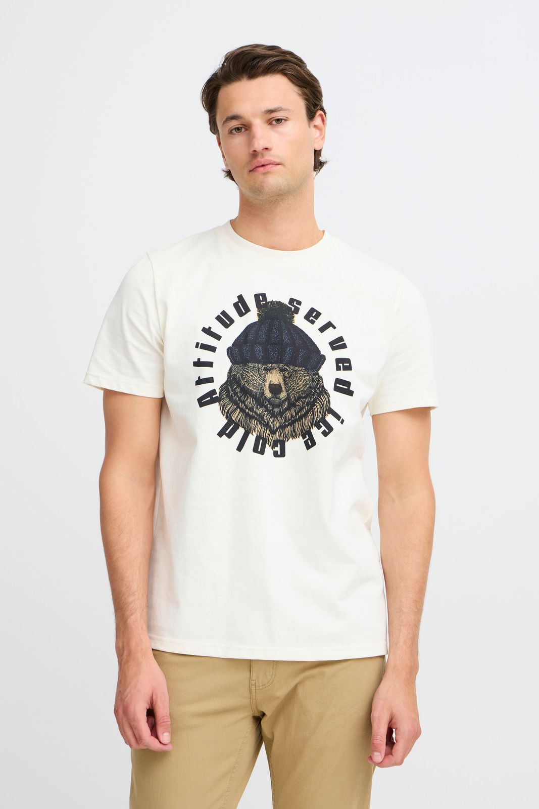 klassisches BLEND Herren T-Shirt mit Rundhals Shirt 20717344-203636 Weiß