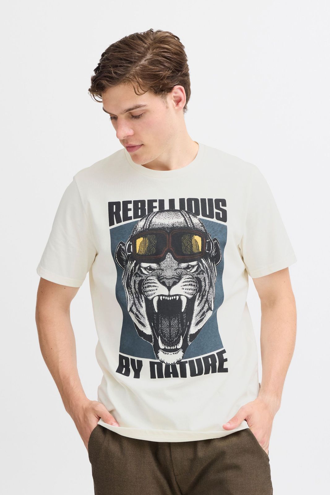 klassisches BLEND Herren T-Shirt mit Rundhals Shirt auch in großen Größen 20717344-203635 Weiß