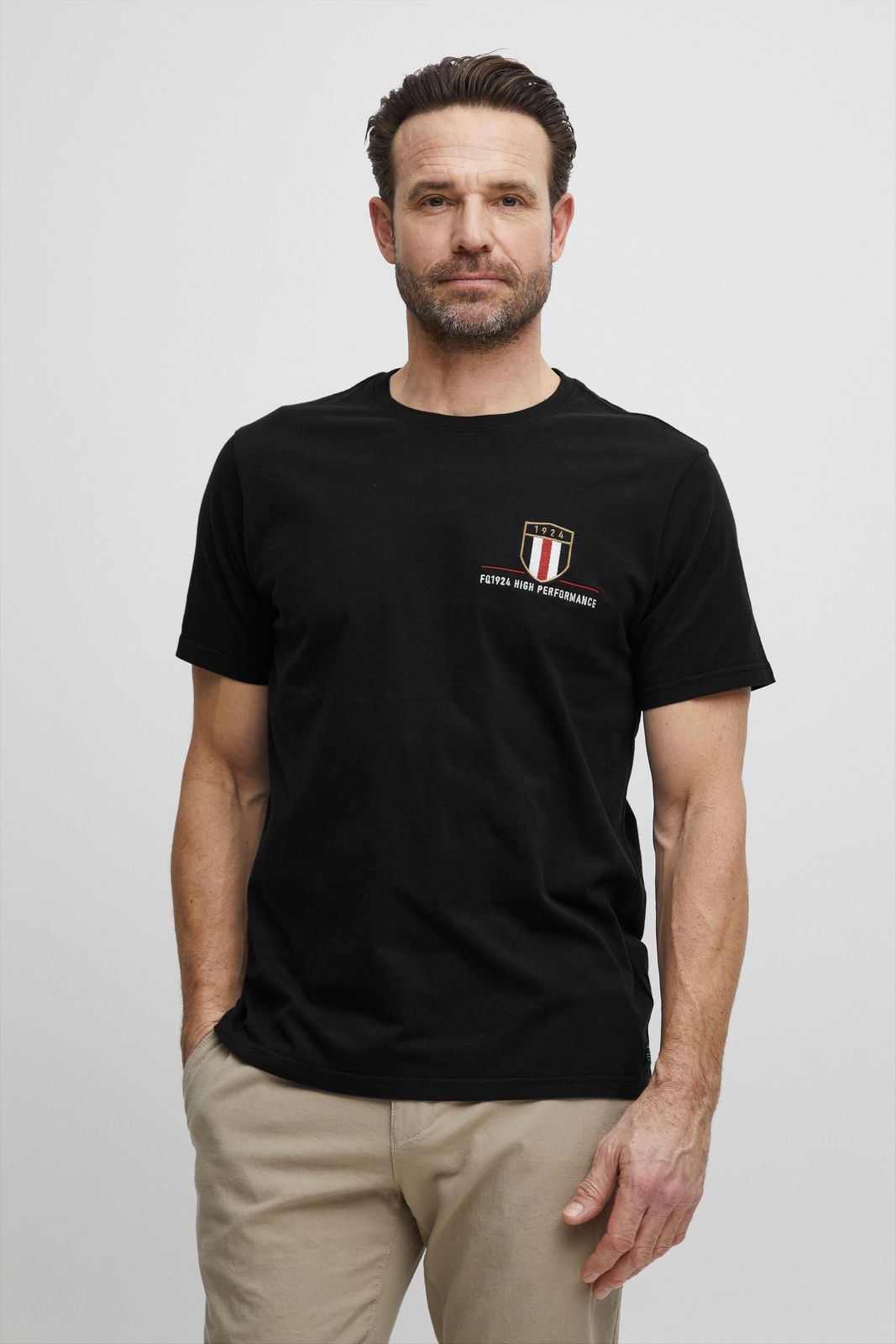klassisches FQ1924 FQOlaf Herren T-Shirt mit Rundhals Shirt 21900540-ME-193911 Schwarz