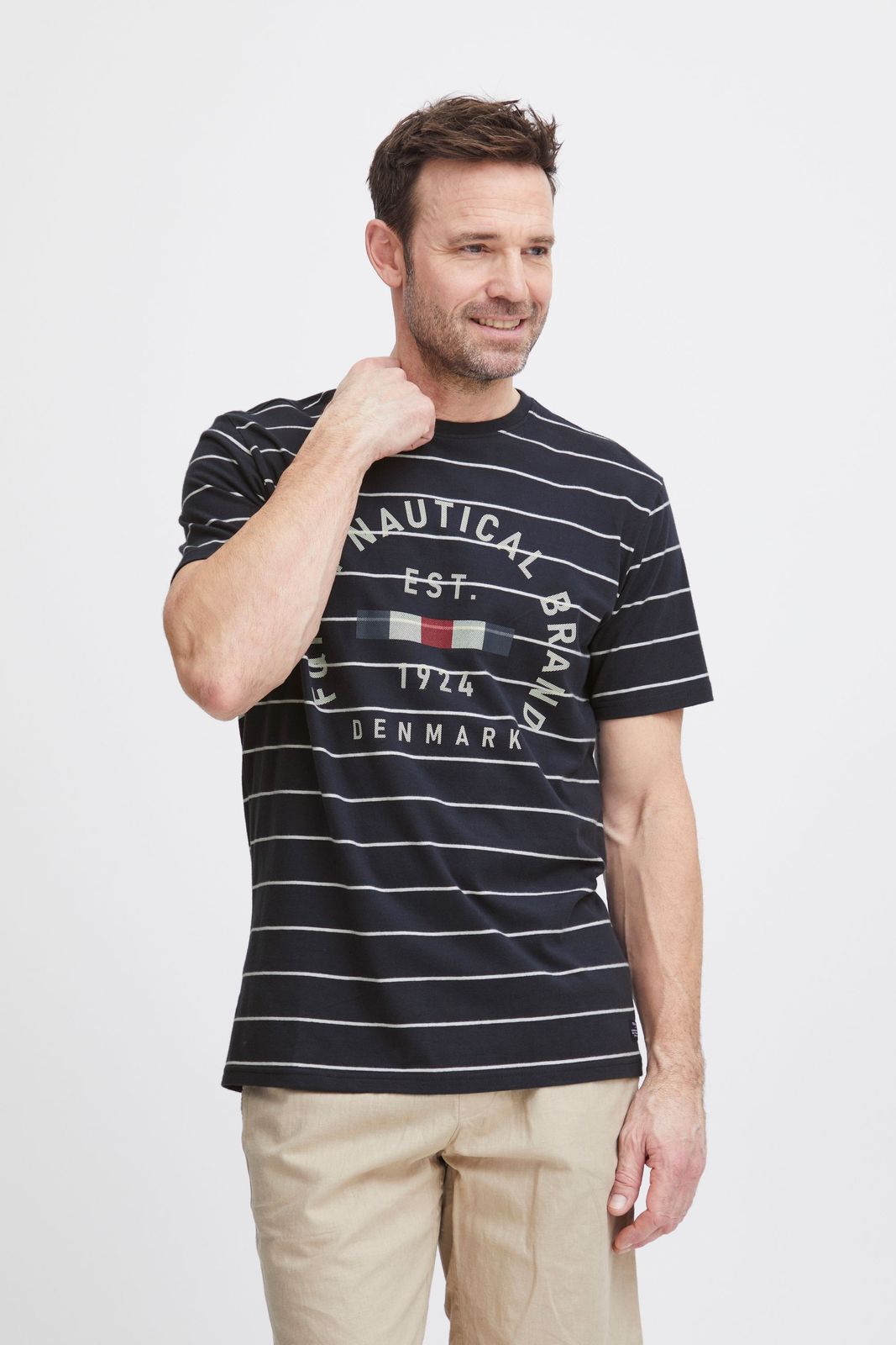 klassisches FQ1924 FQTom SS Herren T-Shirt mit Rundhals Shirt 21900644-194011 Grau