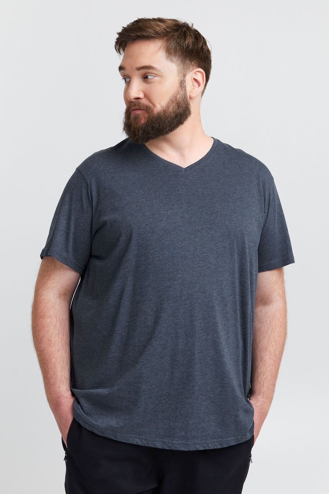 klassisches SOLID SDBedo BT Herren T-Shirt mit V-Ausschnitt Shirt 21300881-ME-1940101 Blau