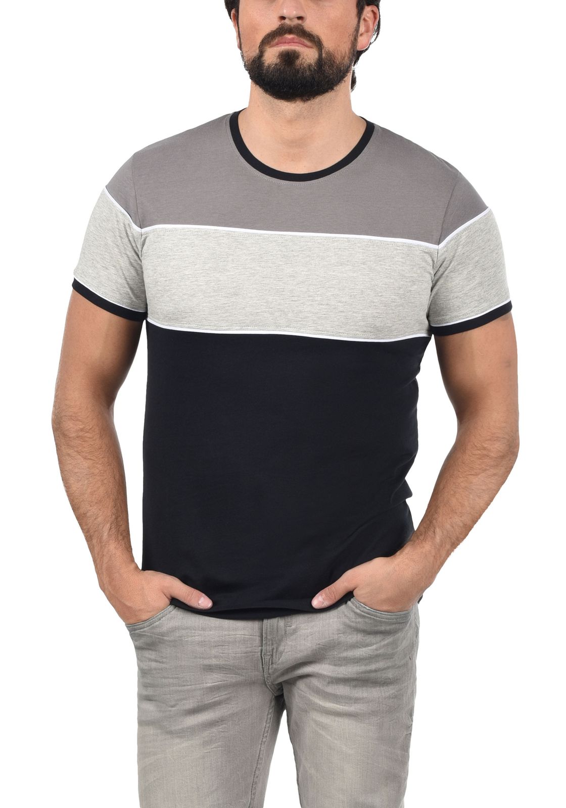 klassisches SOLID SDCody Herren T-Shirt mit Rundhals Shirt 21300032ME-9000 Schwarz