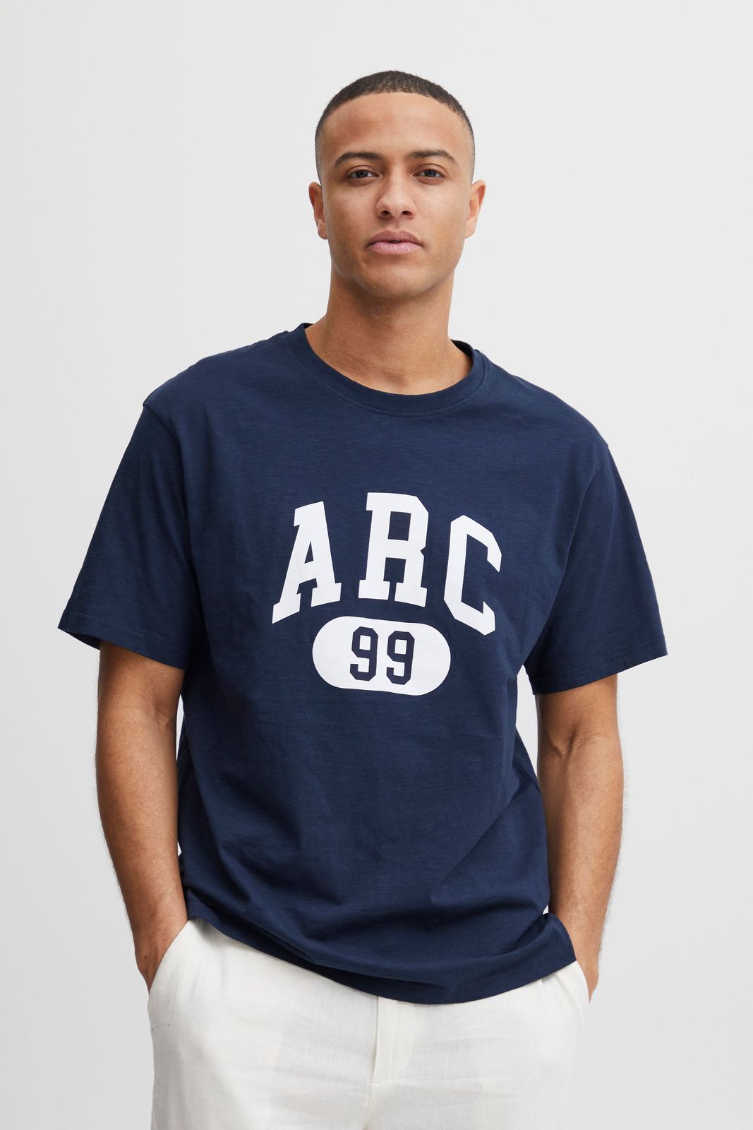 klassisches SOLID SDFinlee Herren T-Shirt mit Rundhals Shirt 21107749-194010 Blau