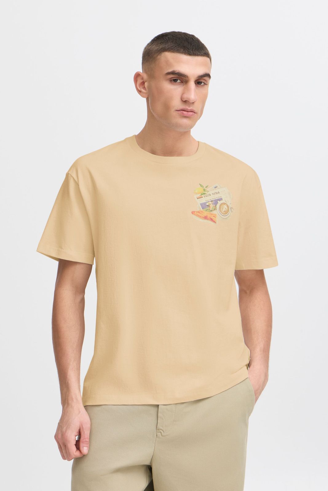 klassisches SOLID SDPavan Herren T-Shirt mit Print Shirt 21108601-160920 Beige