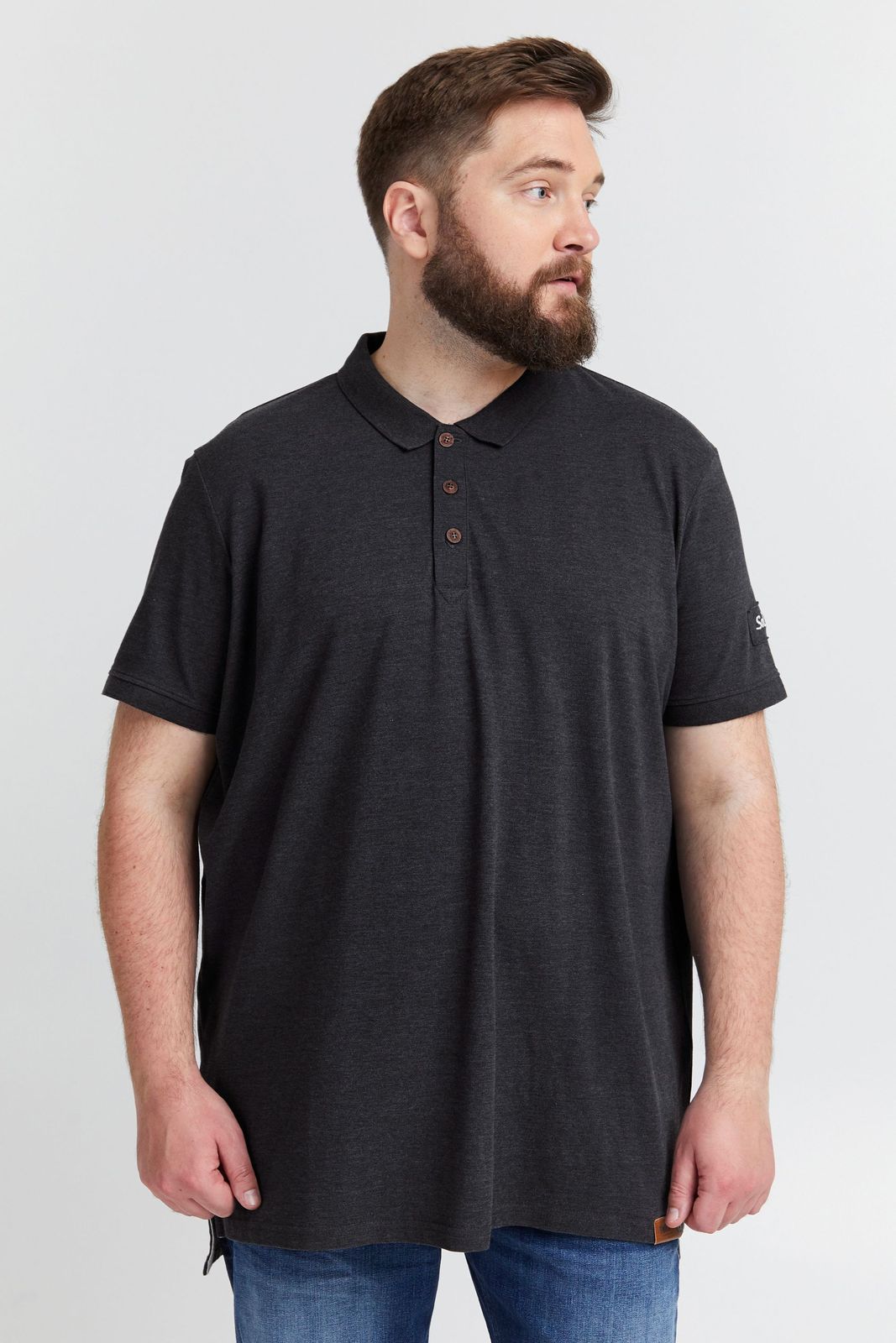 klassisches SOLID SDTrip BT Herren Poloshirt mit 3-Knopf-Leiste Shirt 21300885-ME-798288 Grau