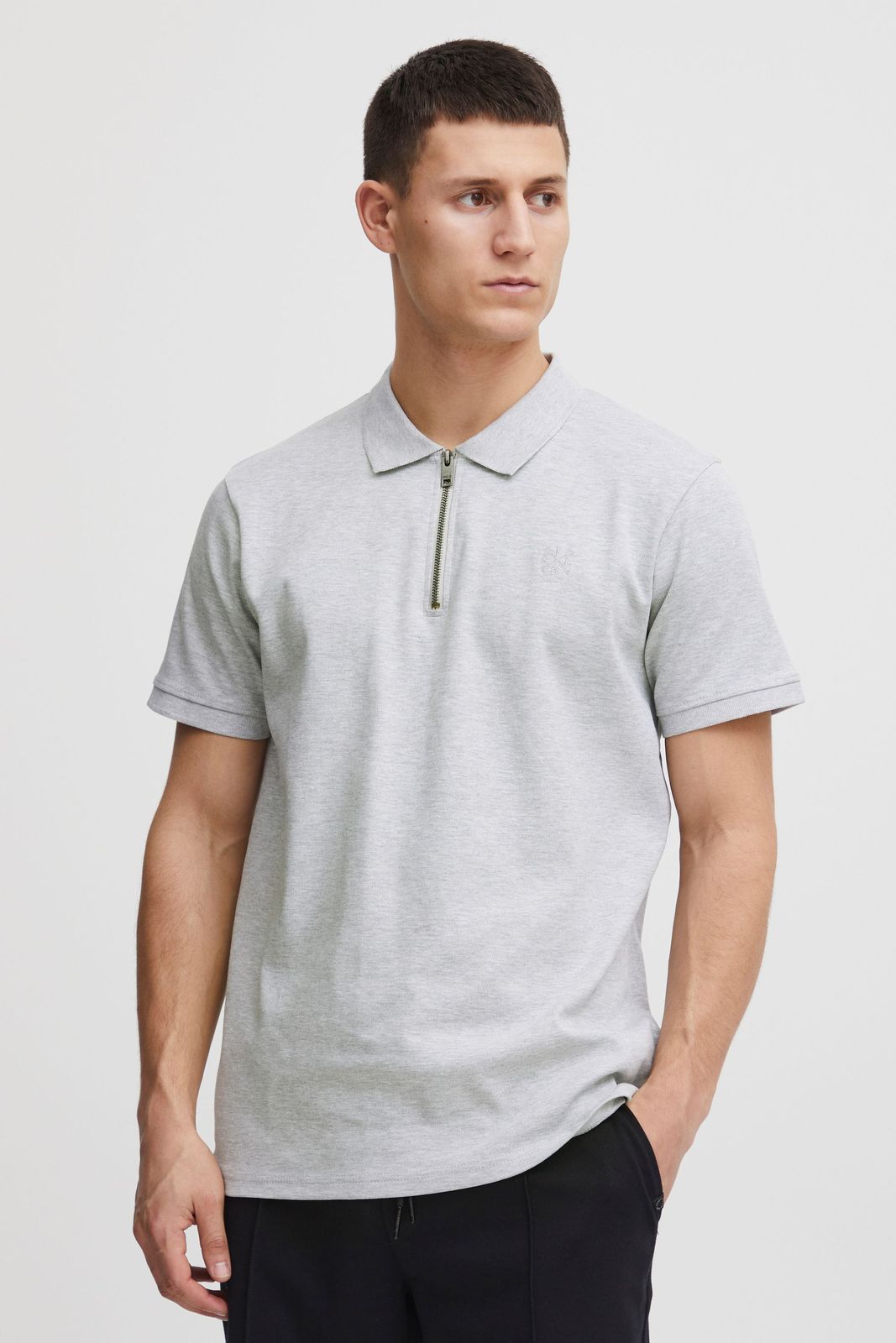 klassisches SOLID SDZakir Herren Poloshirt mit Reißverschluss Shirt 21301022-ME-1541011 Grau