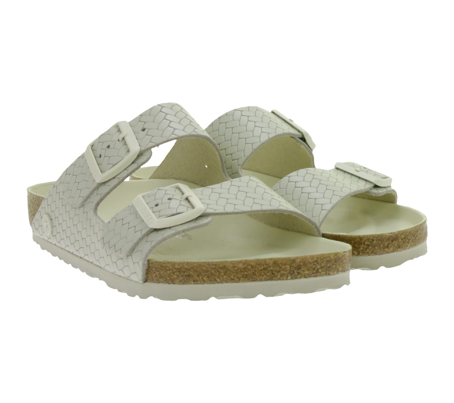 komfortable BIRKENSTOCK Arizona Woven Damen Echtleder-Pantoletten Made in Germany Sommer-Latschen normale Breite 1029172 Beige