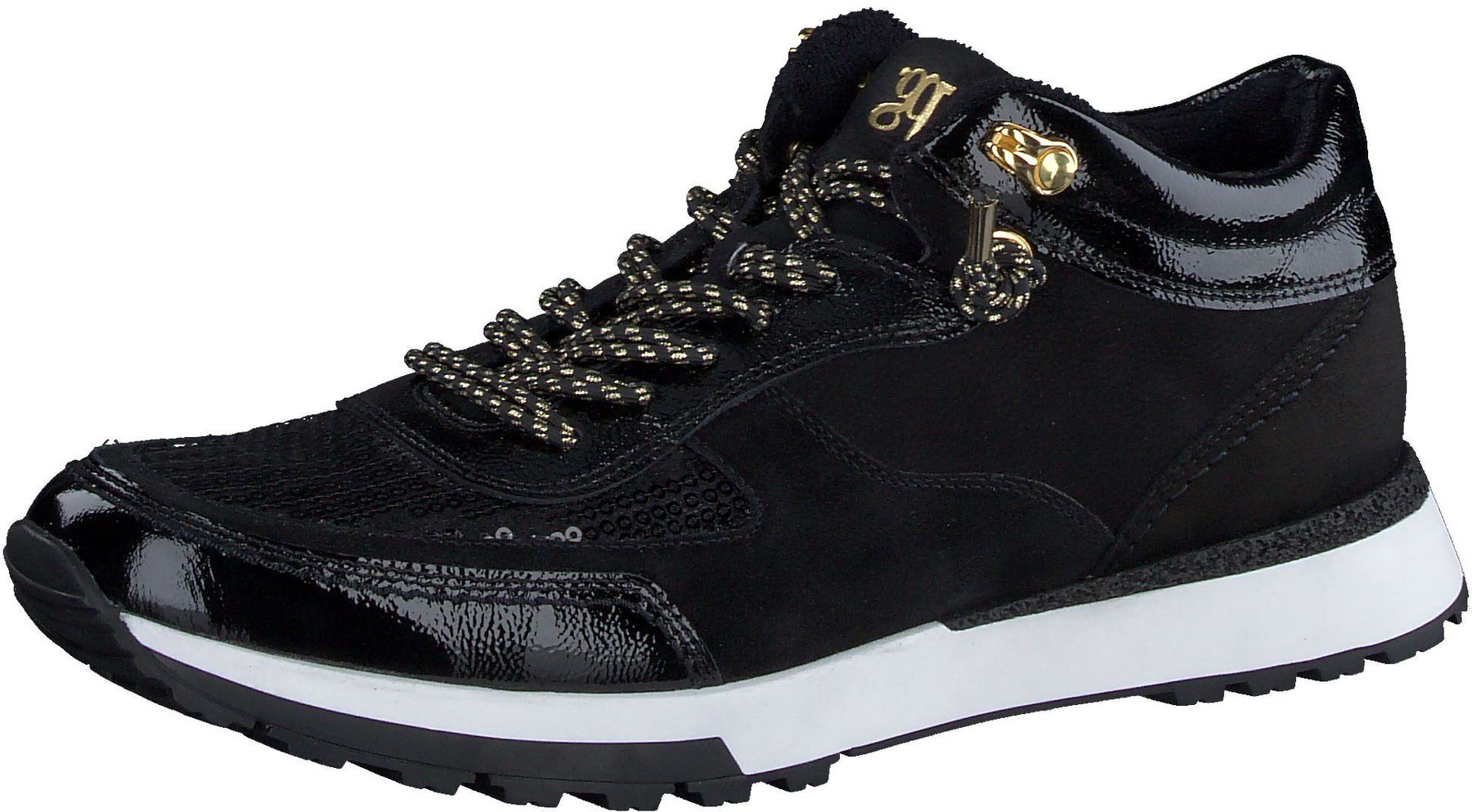 Komfortable paul green Sneaker Schnürschuhe für Damen 5200-024 Schwarz