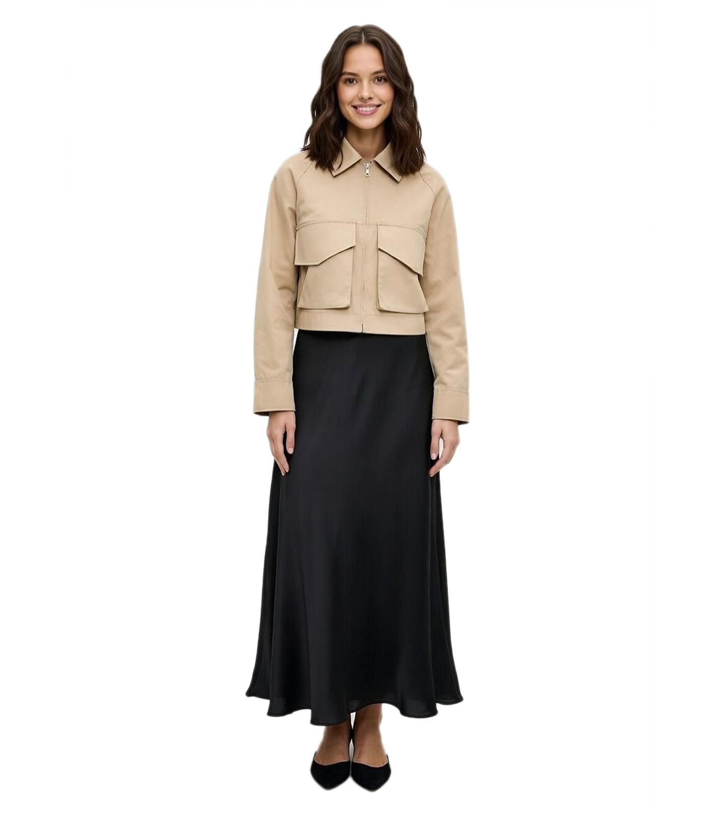 kurz geschnittener Damen Trench-Coat cropped Sommer-Jacke mit Baumwolle 924633 Beige