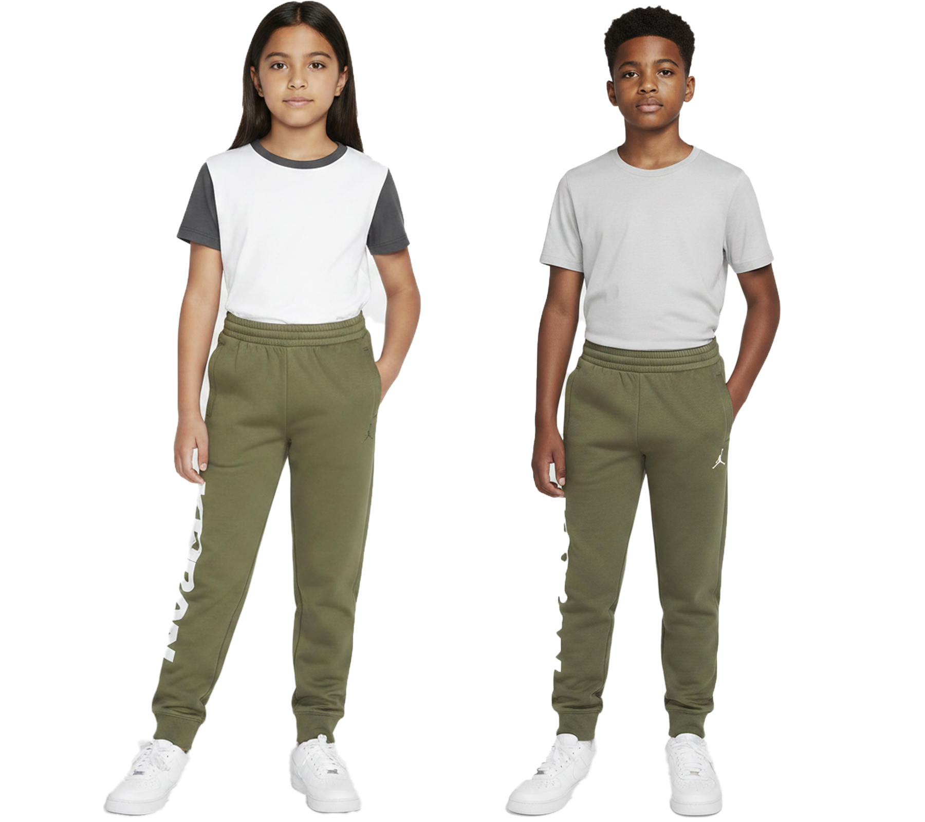 kuschelige NIKE Jordan Flight MPV Kinder Jogging-Hose mit Jordan-Logo Mädchen und Jungen Baumwoll-Jogger 95D229-E6F Grün