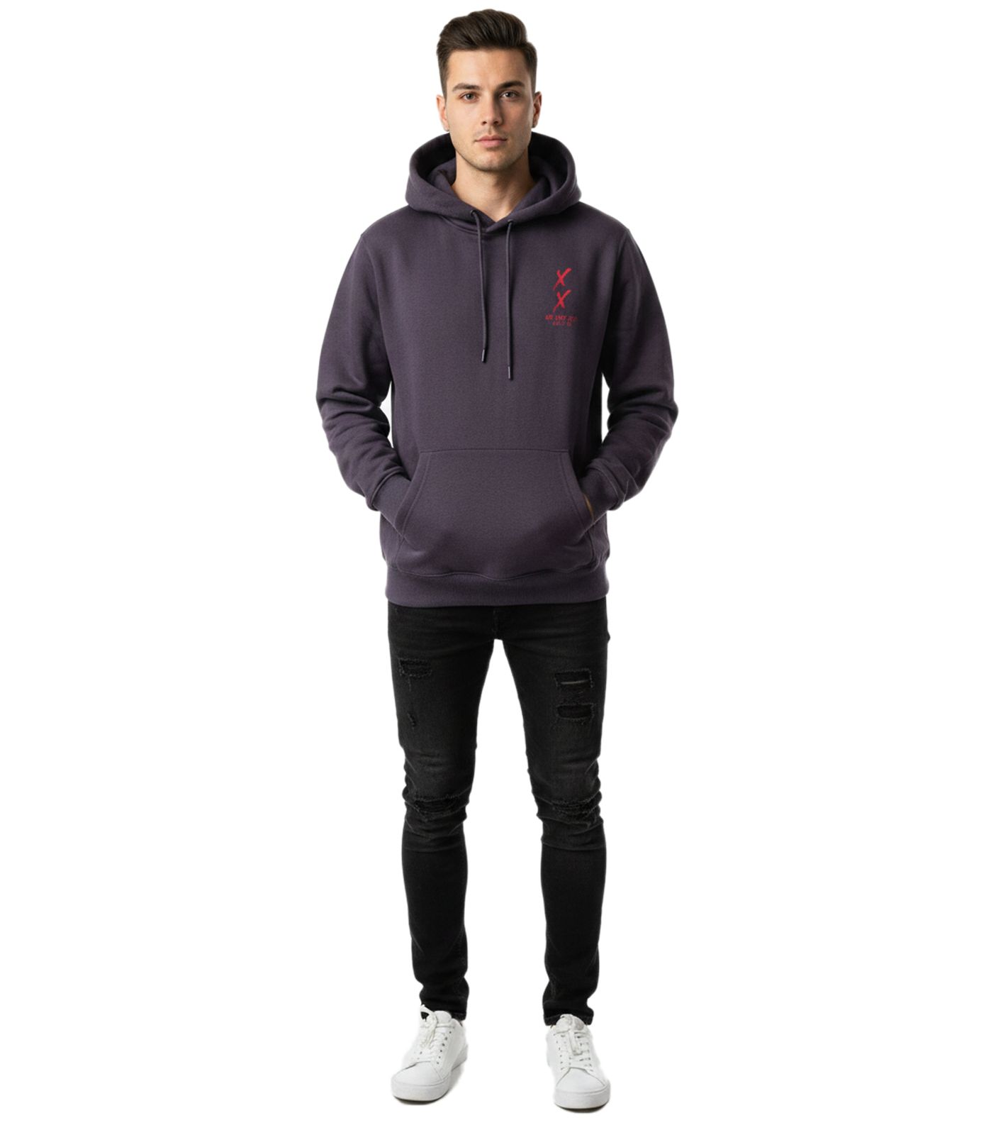 kuscheliger ON THAT ASS Zack Herren Hoody Kapuzen-Pullover Baumwoll-Sweater mit Kängurutasche Fleece gefüttert Hoodie Lila