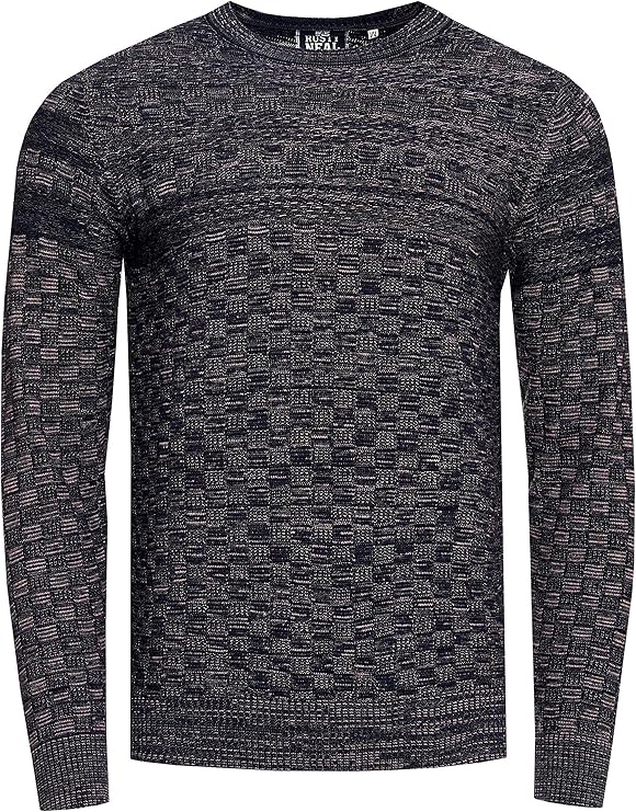 Lässiger Herren Feinstrick-Sweater mit Strukturmuster Rundhals-Pullover 13375 Marine