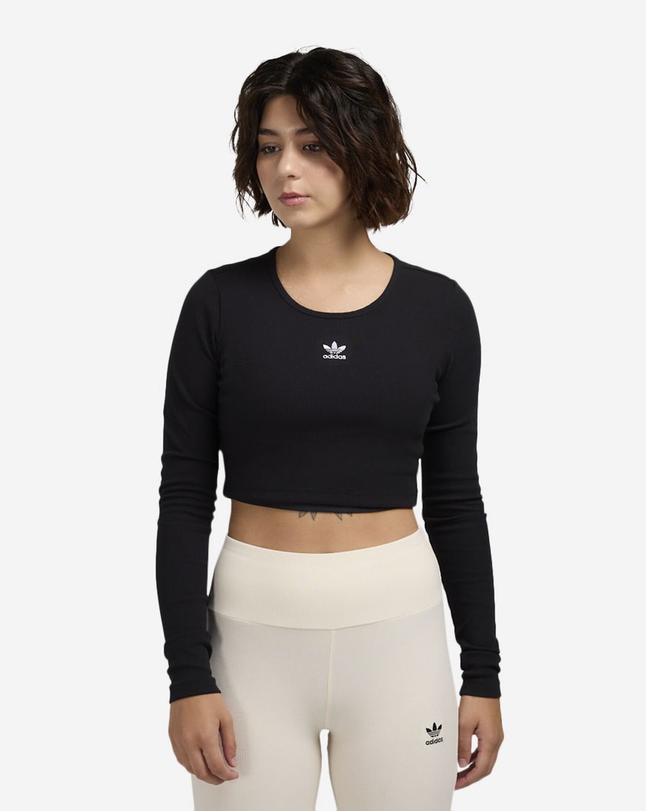 Lässiges adidas Crop Longsleeve Damen Longsleeve mit modernem Schnitt Langarmshirt IW5725-00007 Schwarz