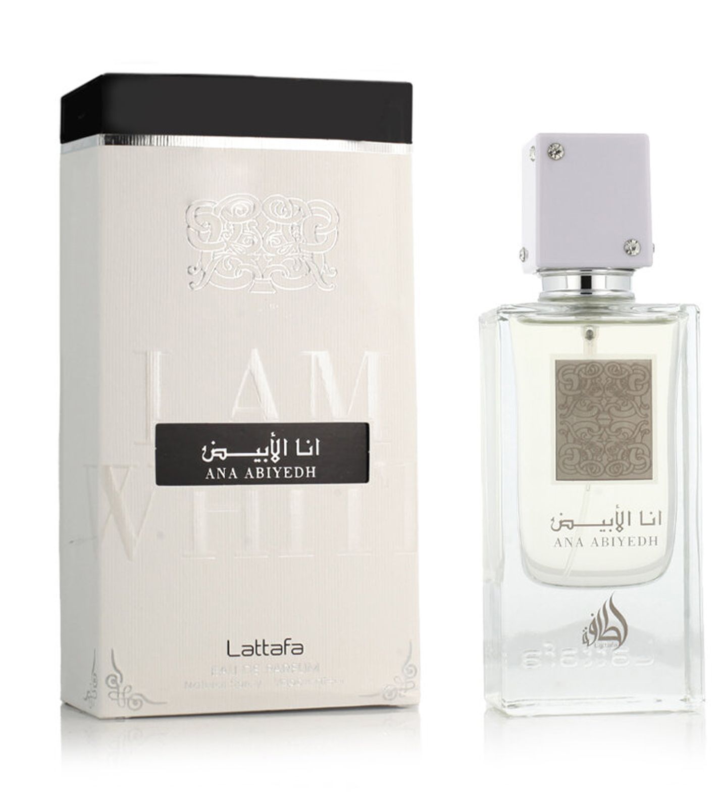 Lattafa Ana Abiyedh orientalisch-süßes Eau de Parfum mit vanillig-moschusartiger Wärme Körper-Parfüm in 60ml Weiß