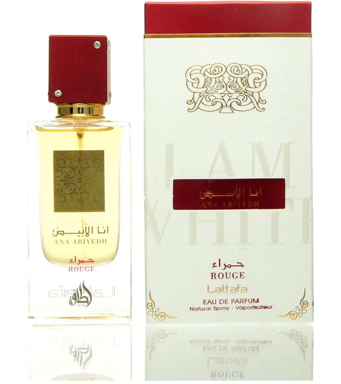 Lattafa Ana Abiyedh Rouge Unisex Eau de Parfum süßig früchtiges Körper-Parfüm in 60ml Rot