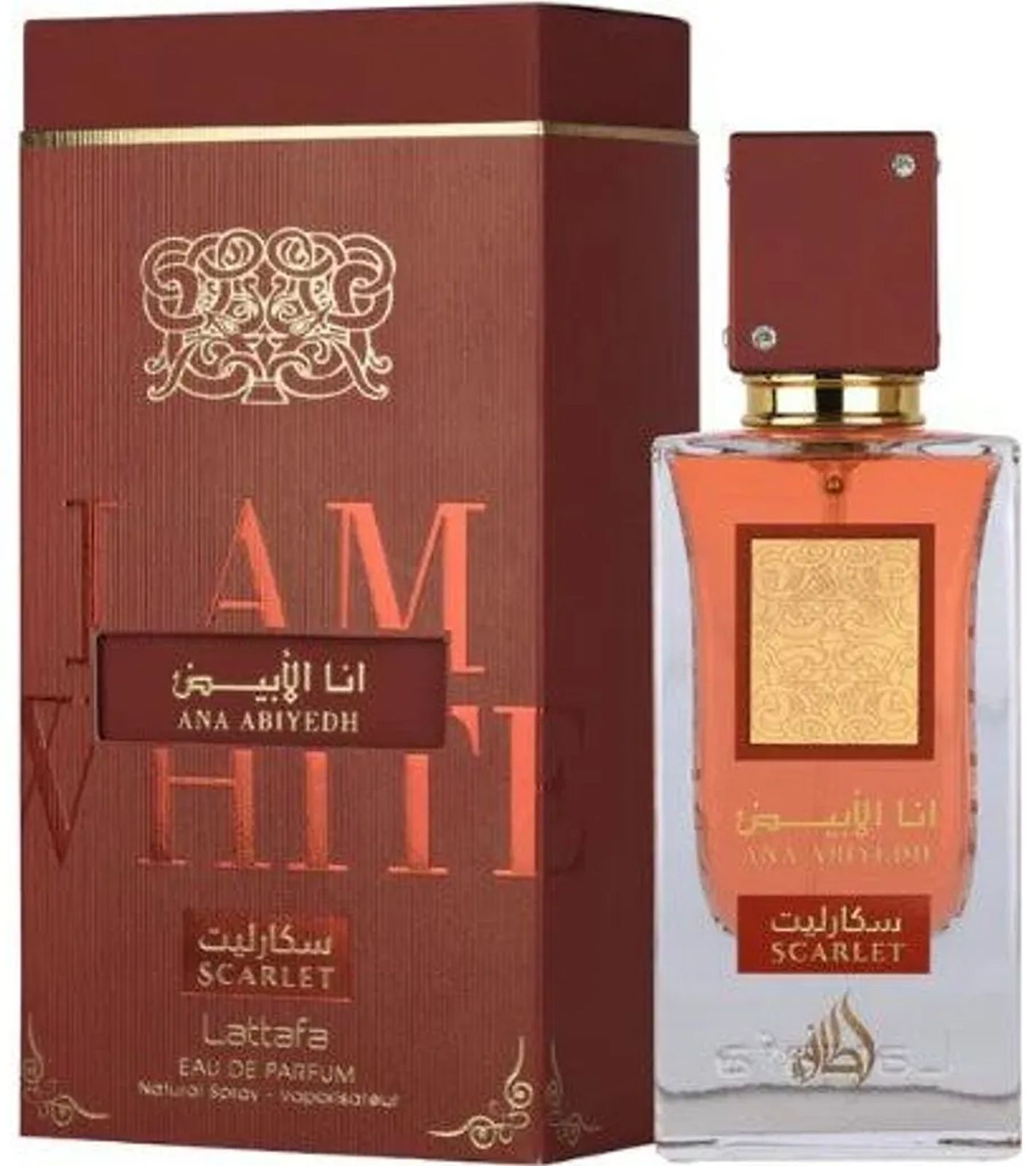 Lattafa Ana Abiyedh Scarlet Eau de Parfum saftige Kirsche in Kombination mit würzigem rosa Pfeffer Körper-Parfüm in 60ml Rot