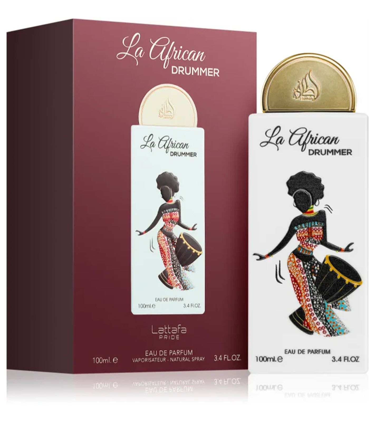 Lattafa La African Drummer Damen Eau de Parfum fruchtig-frisches Körper-Parfüm mit warmer orientalischer Ausstrahlung in 100ml Weiß