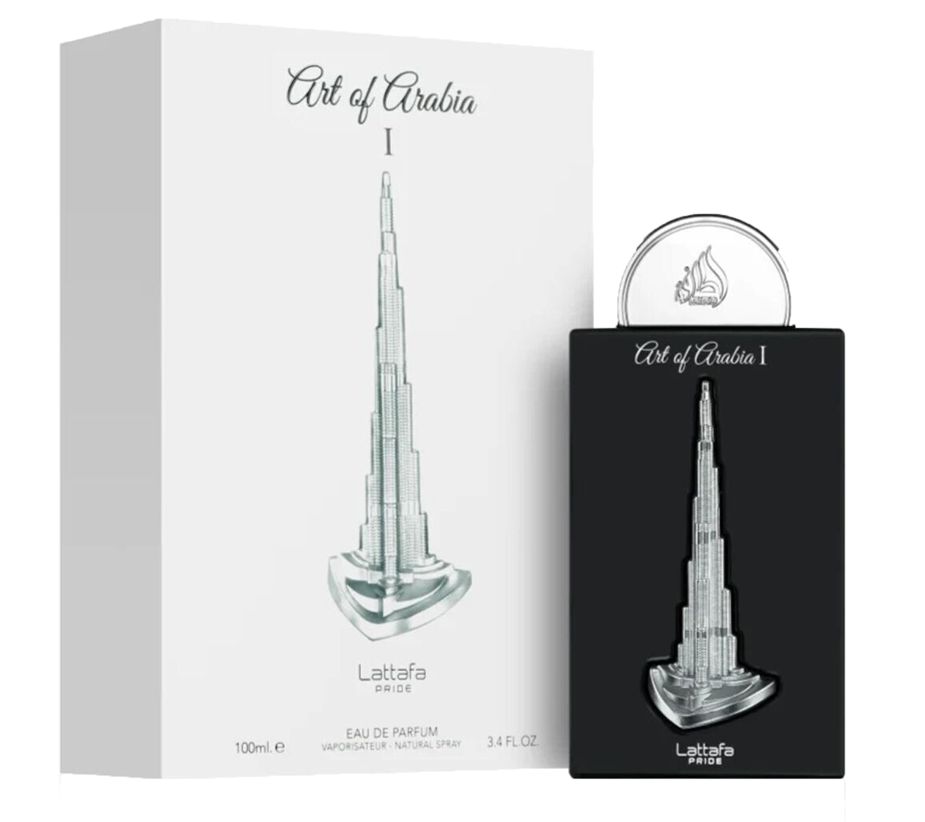 Lattafa Pride Parfum Art Of Arabia I Unisex Eau de Parfum Zitrus-aromatischer Körper-Duft für Damen und Herren 100ml Silber/Schwarz
