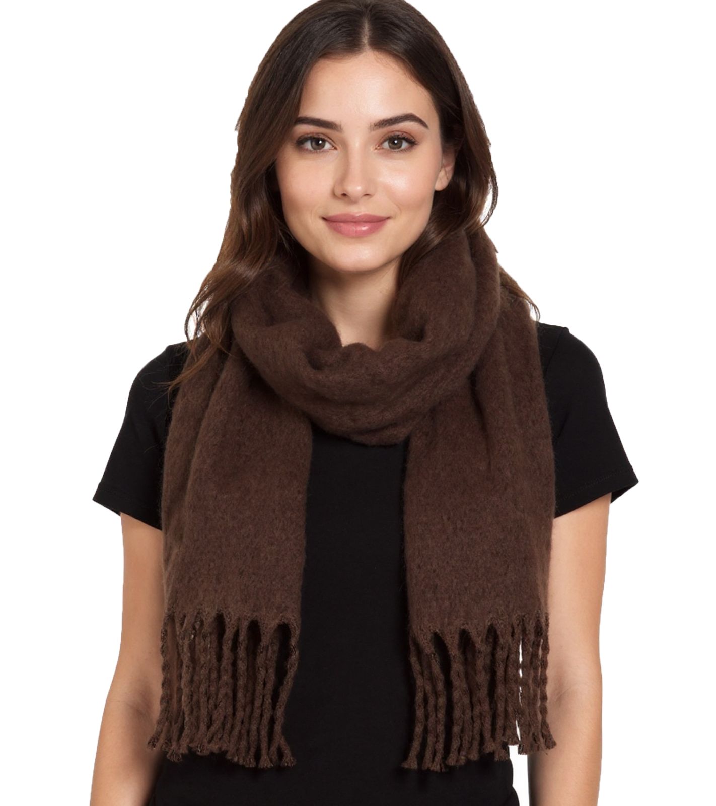 Laura Scott Herbst-Schal mit Fransen weicher langer Web-Schal schlichter Winter-Schal 60159958 Braun