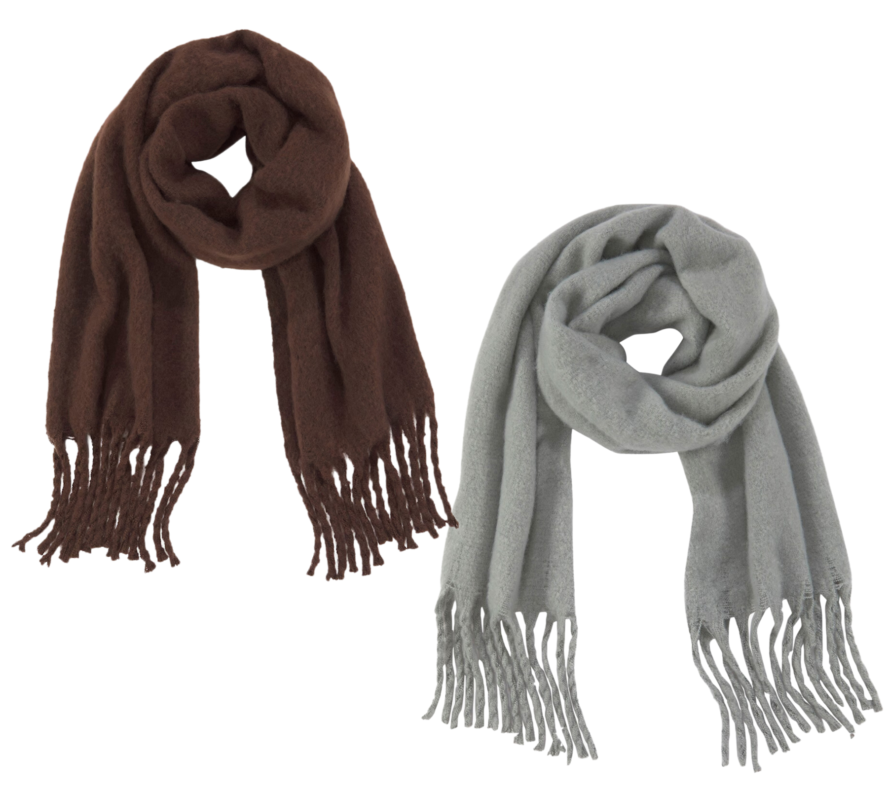 Laura Scott Herbst-Schal mit Fransen weicher langer Web-Schal schlichter Winter-Schal Braun oder Grau