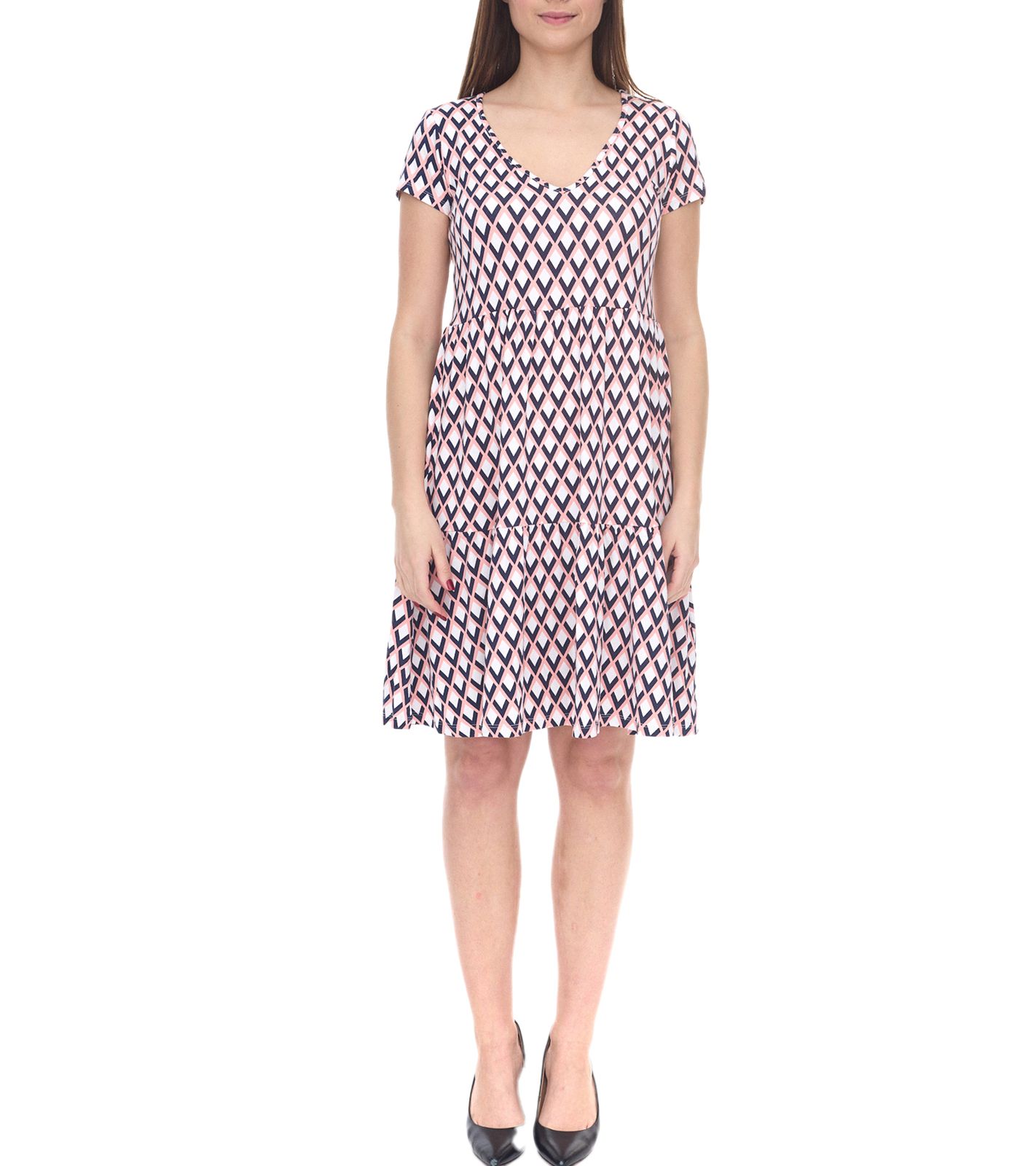 Laura Scott Kurzarm-Kleid stylisches Damen Sommer-Kleid mit Allover-Grafik-Print 35539765 Blau/Rosa
