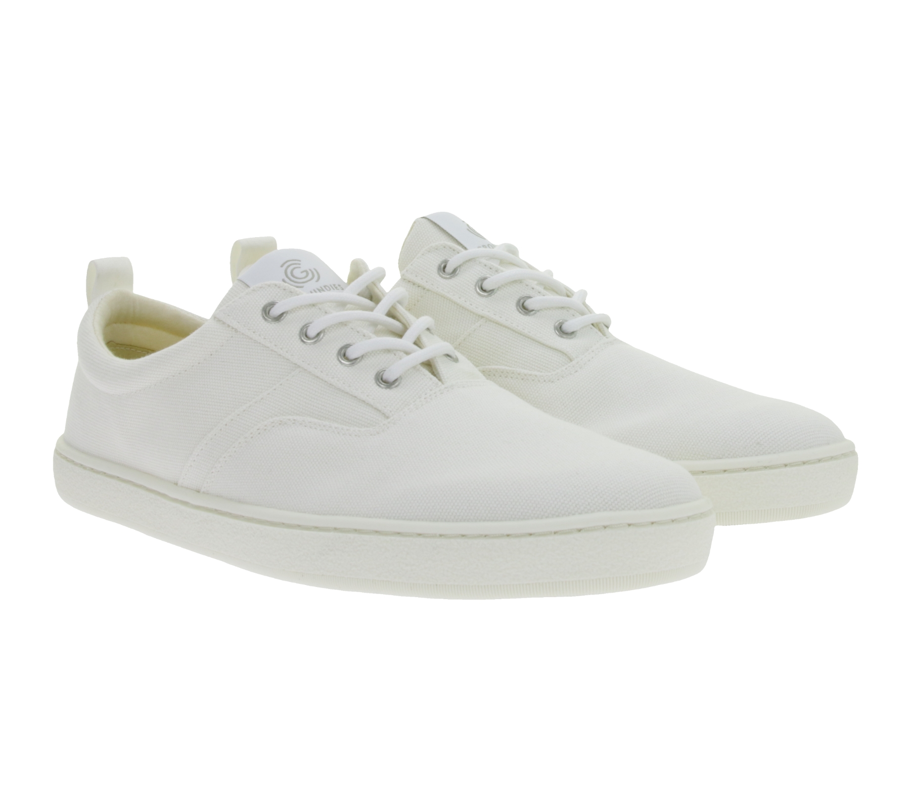 leichte GROUNDIES Barfußschuhe La Paz Damen Low-Top Mesh-Sneaker mit TrueSense Sohle nachhaltige und vegane Schnür-Schuhe GND-130264-02 Weiß