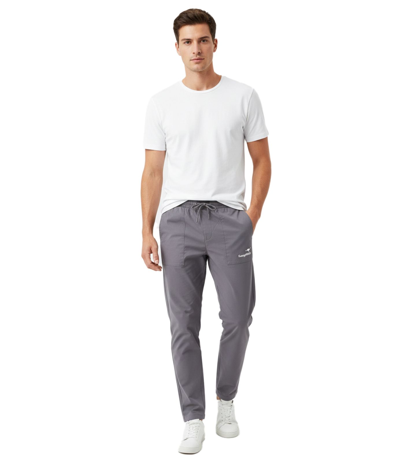 leichte KangaROOS Sport-Hose Herren Trainings-Hose Jogging-Hose mit elastischem Bund und Kordelzug Grau