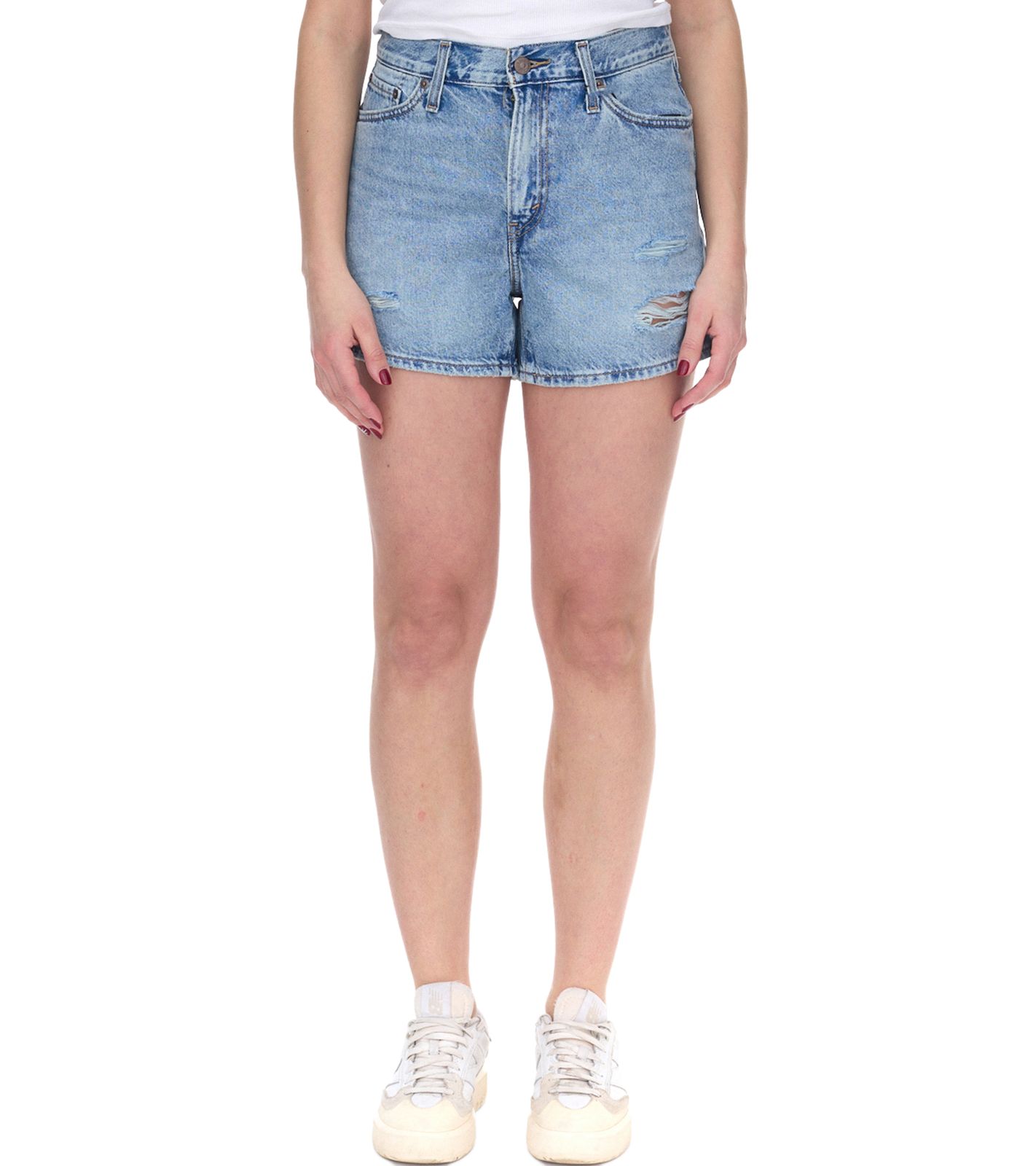 LEVI´S 80s Mom Damen Shorts im Destroyed-Look Baumwoll-Hose Denim kurze Hose A46950001 Blau