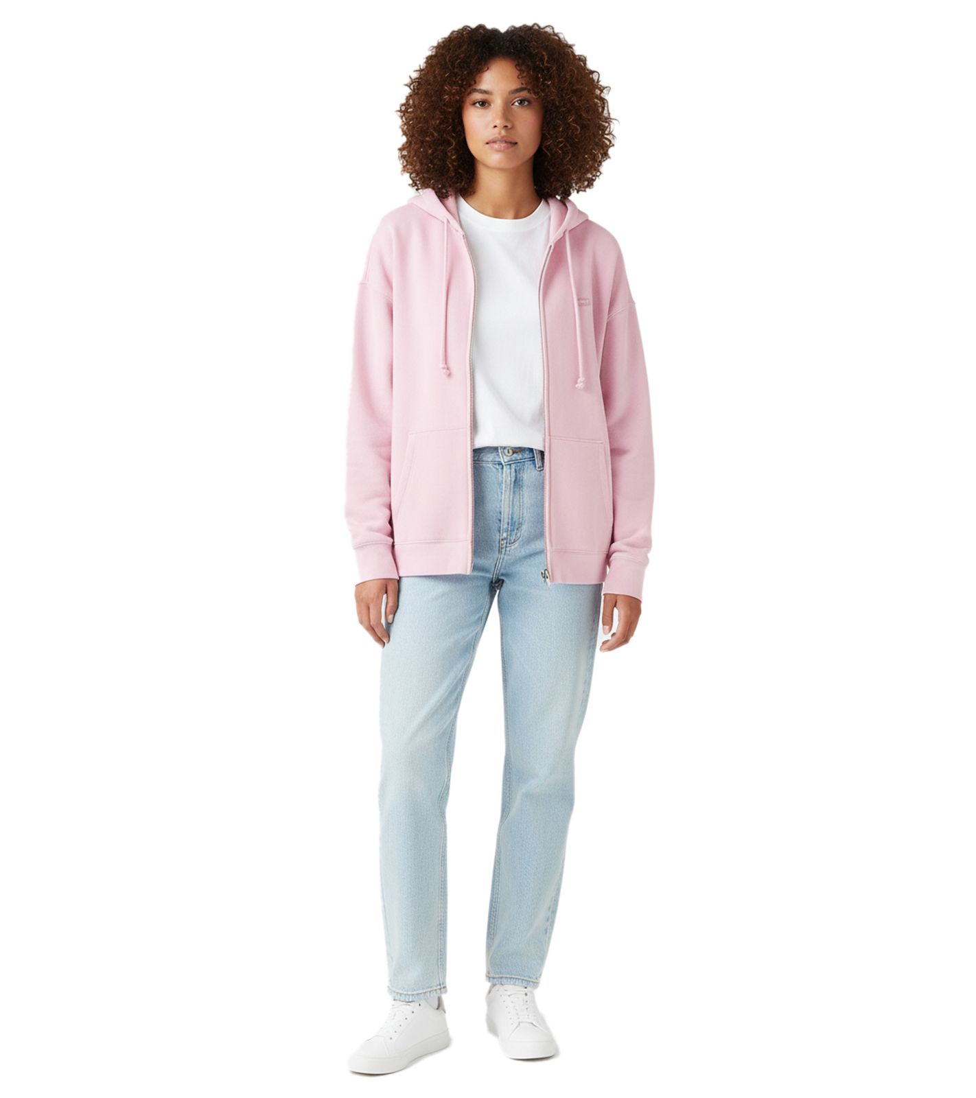 LEVI´S Damen Sweat-Jacke mit Kapuze Zip-Hoodie Baumwoll-Jacke A5945-0025 Rosa