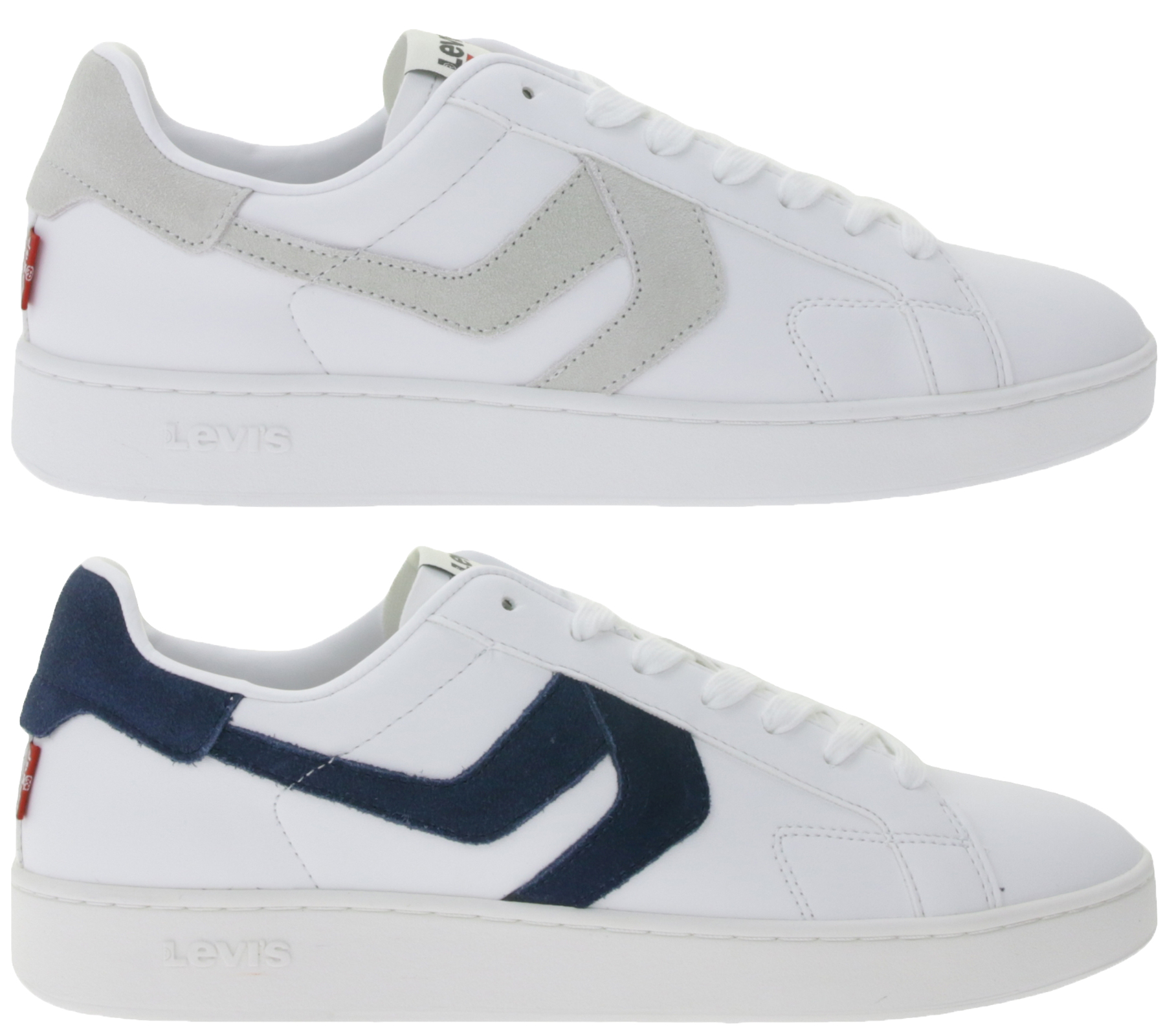 LEVI´S Swift Damen & Herren Freizeit-Sneaker Turnschuhe im Leder-Overlay-Look Schnür-Schuhe 235658-846 Weiß/Navy oder Weiß/Grau