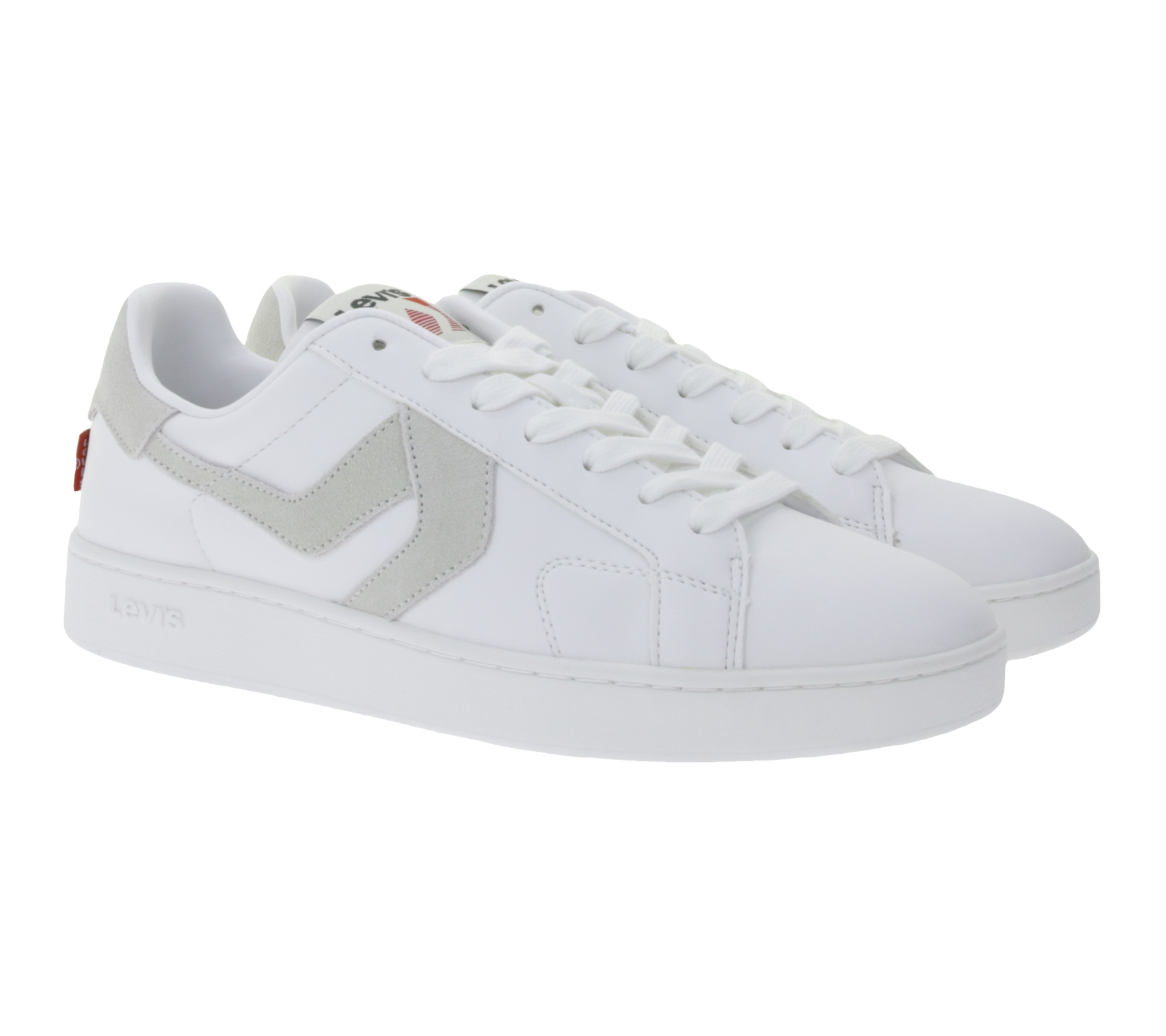 LEVI´S Swift Damen & Herren Freizeit-Sneaker Turnschuhe im Leder-Overlay-Look Schnür-Schuhe 235658-846G Weiß/Grau