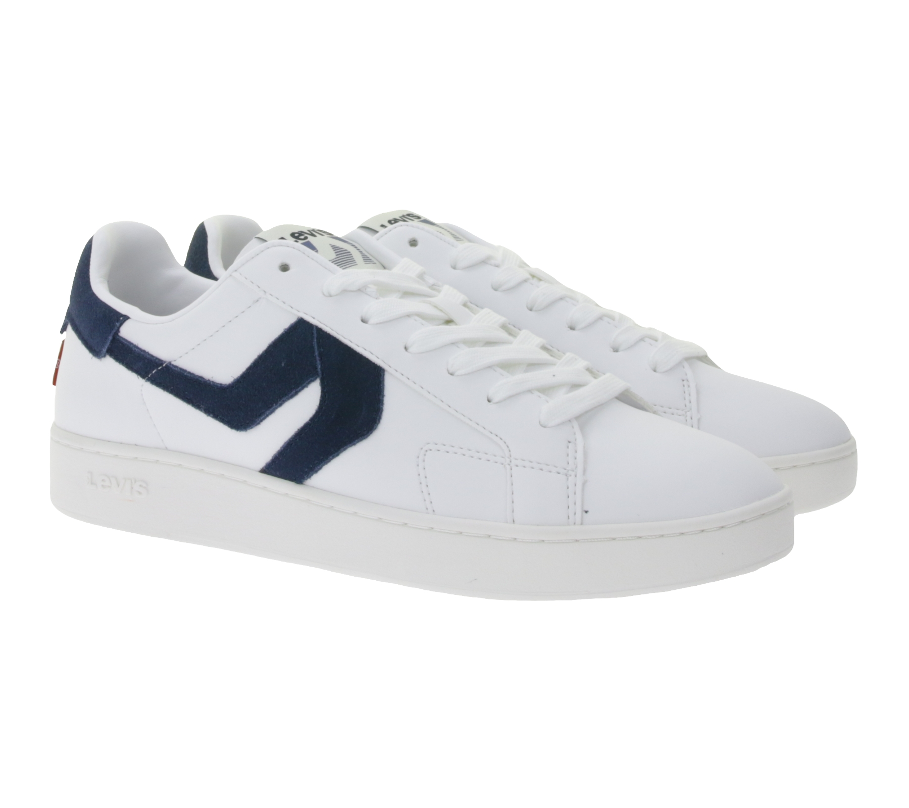 LEVI´S Swift Damen & Herren Freizeit-Sneaker Turnschuhe im Leder-Overlay-Look Schnür-Schuhe 235658-846N Weiß/Navy