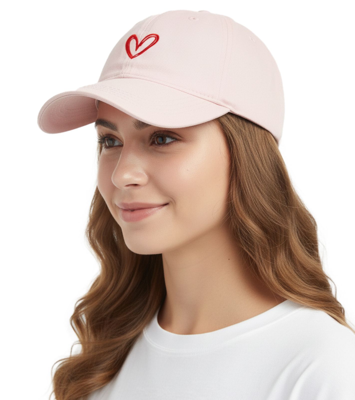 Liebevolle ZWILLINGSHERZ Herz Classic Base-Cap mit Herz-Stickerei Baumwoll-Cap justierbare Cappy Schirm-Mütze 4603M K258208 Rosa