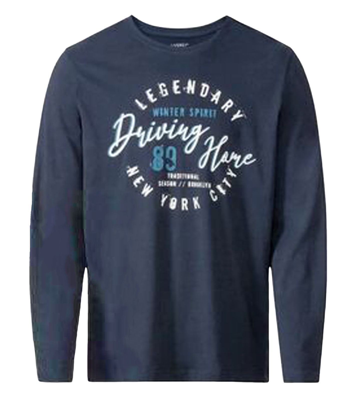LIVERGY Herren Pyjama Top mit großem Front-Print Nachtwäsche Schlaf-Shirt 390208-2201 Navy