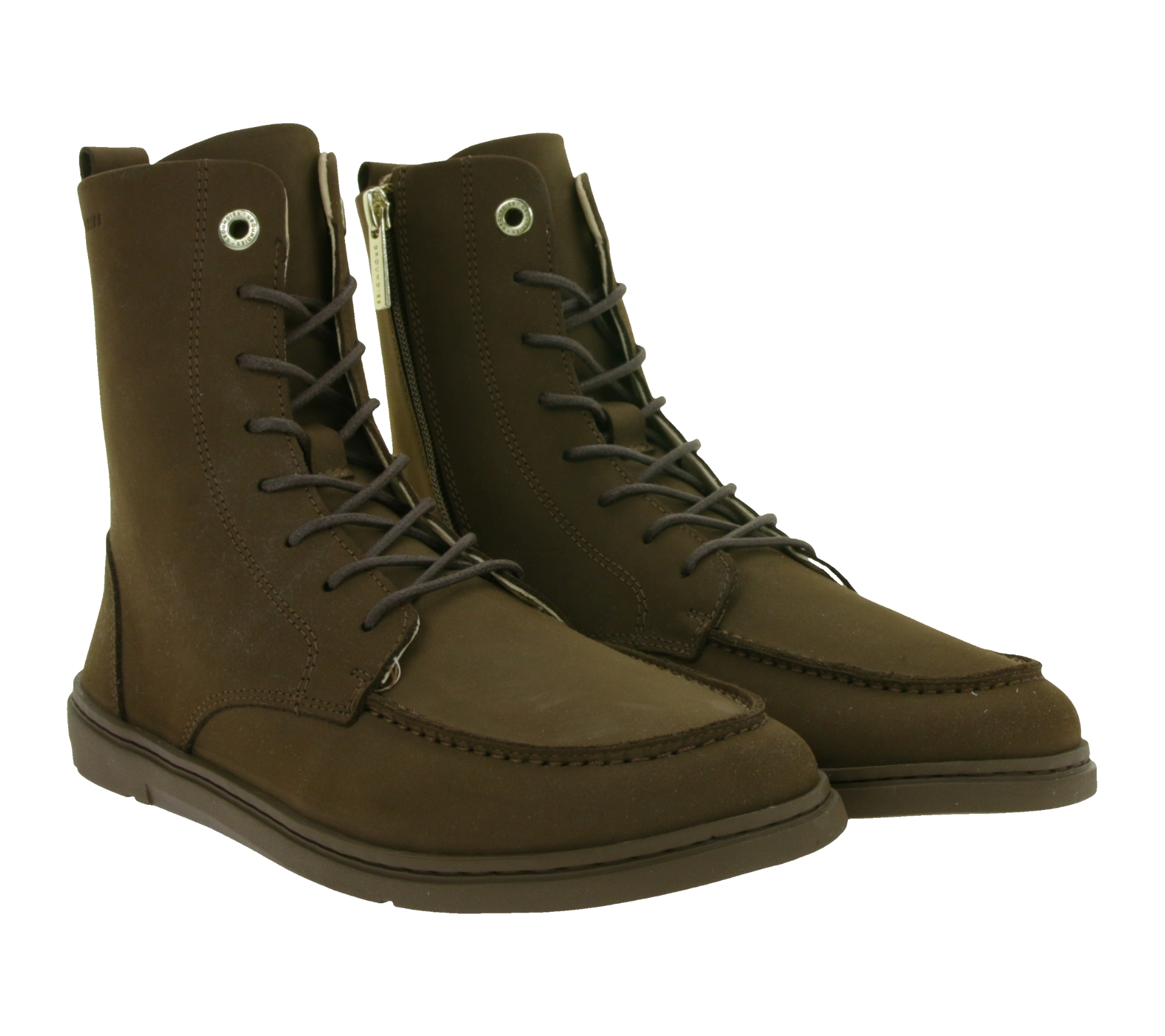 markante GROUNDIES Barfußschuhe Adelaide Damen Echtleder Stiefelette mit TrueSense Sohle GND-110280-34 Braun