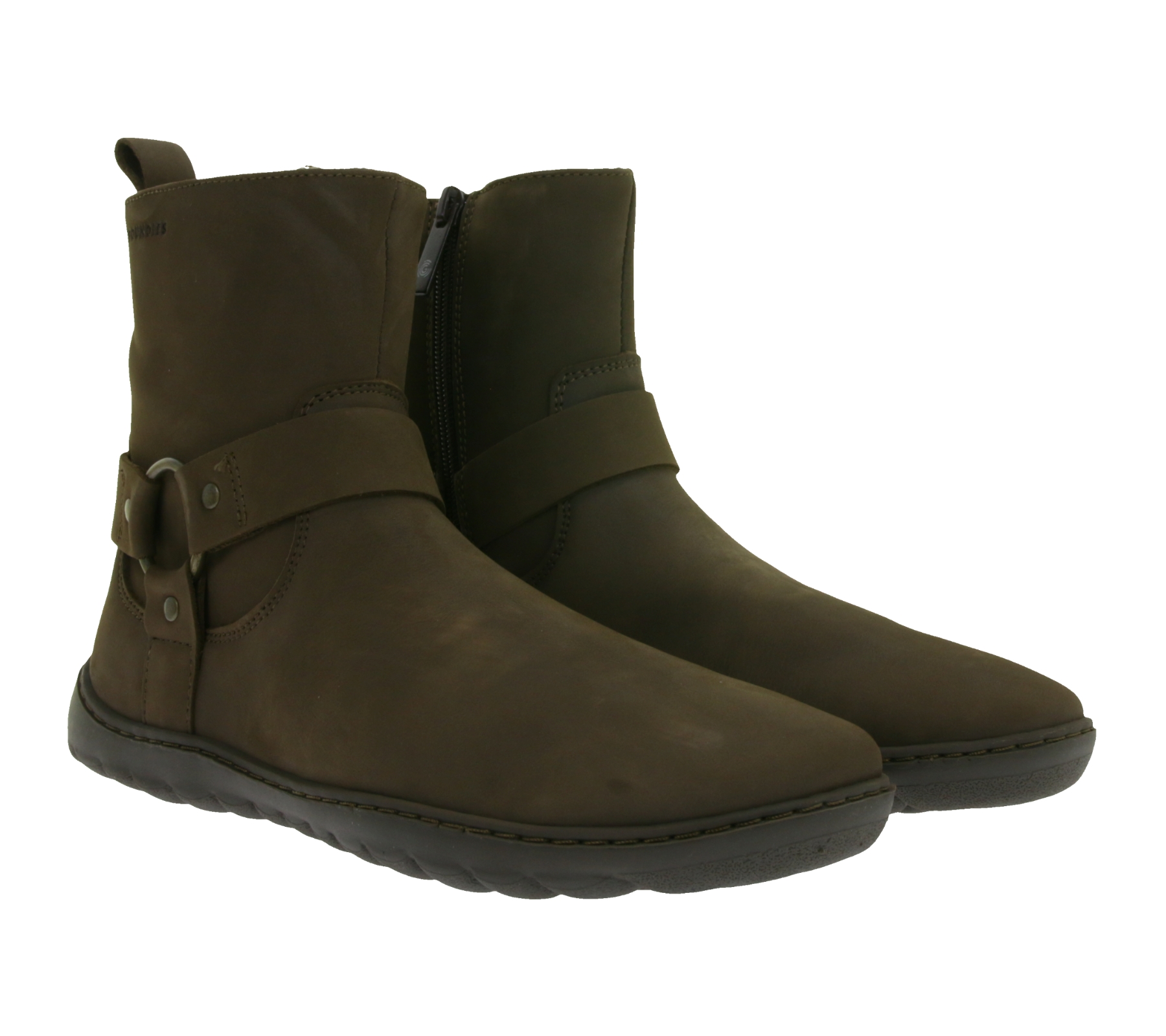 markante GROUNDIES Barfußschuhe Phoenix 2.0 Damen Echtleder Stiefelette mit TrueSense Sohle GND-110283-04 Braun