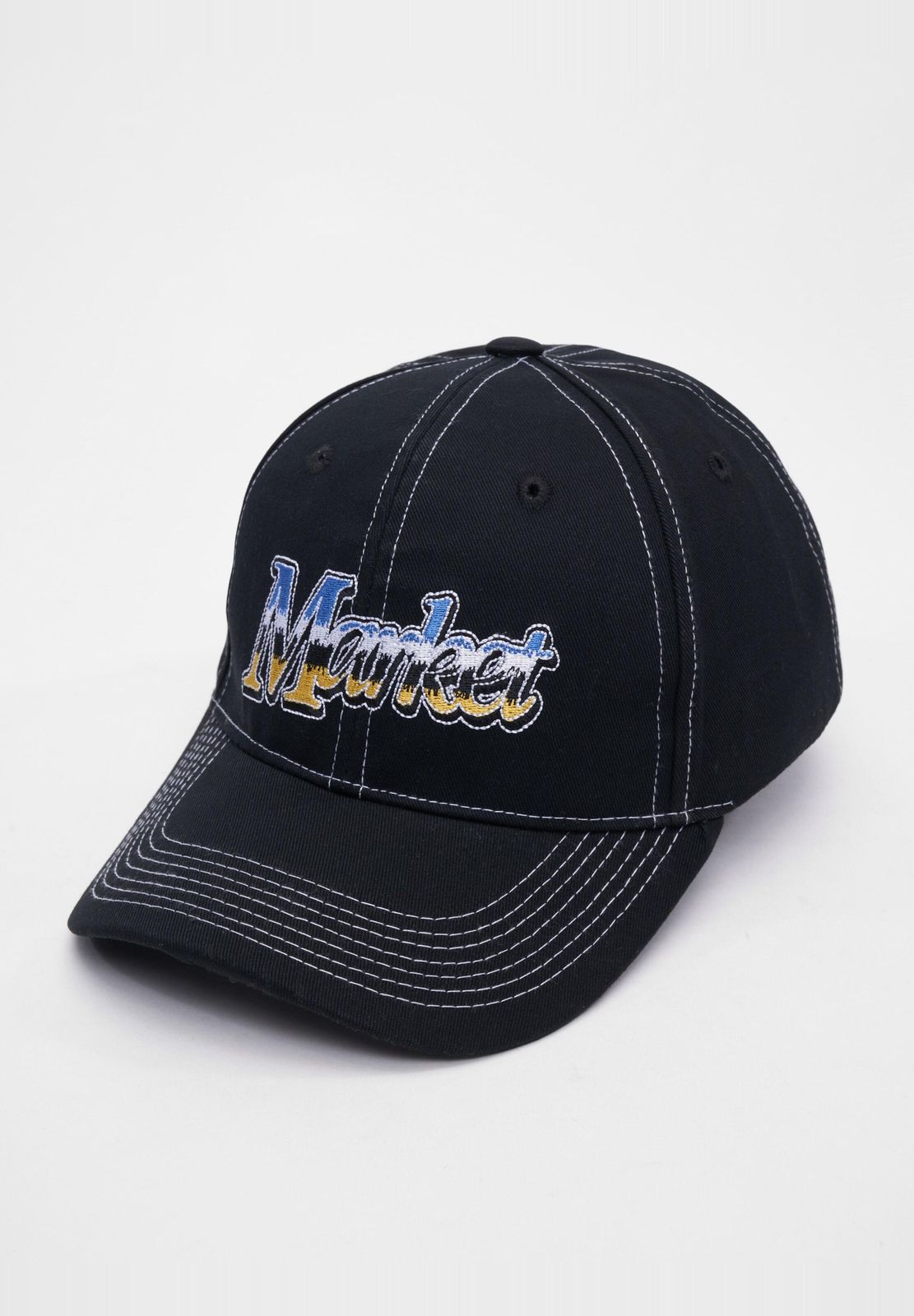 Market Reflection 6 Panel Flexfitted Caps verwaschenes Schwarz