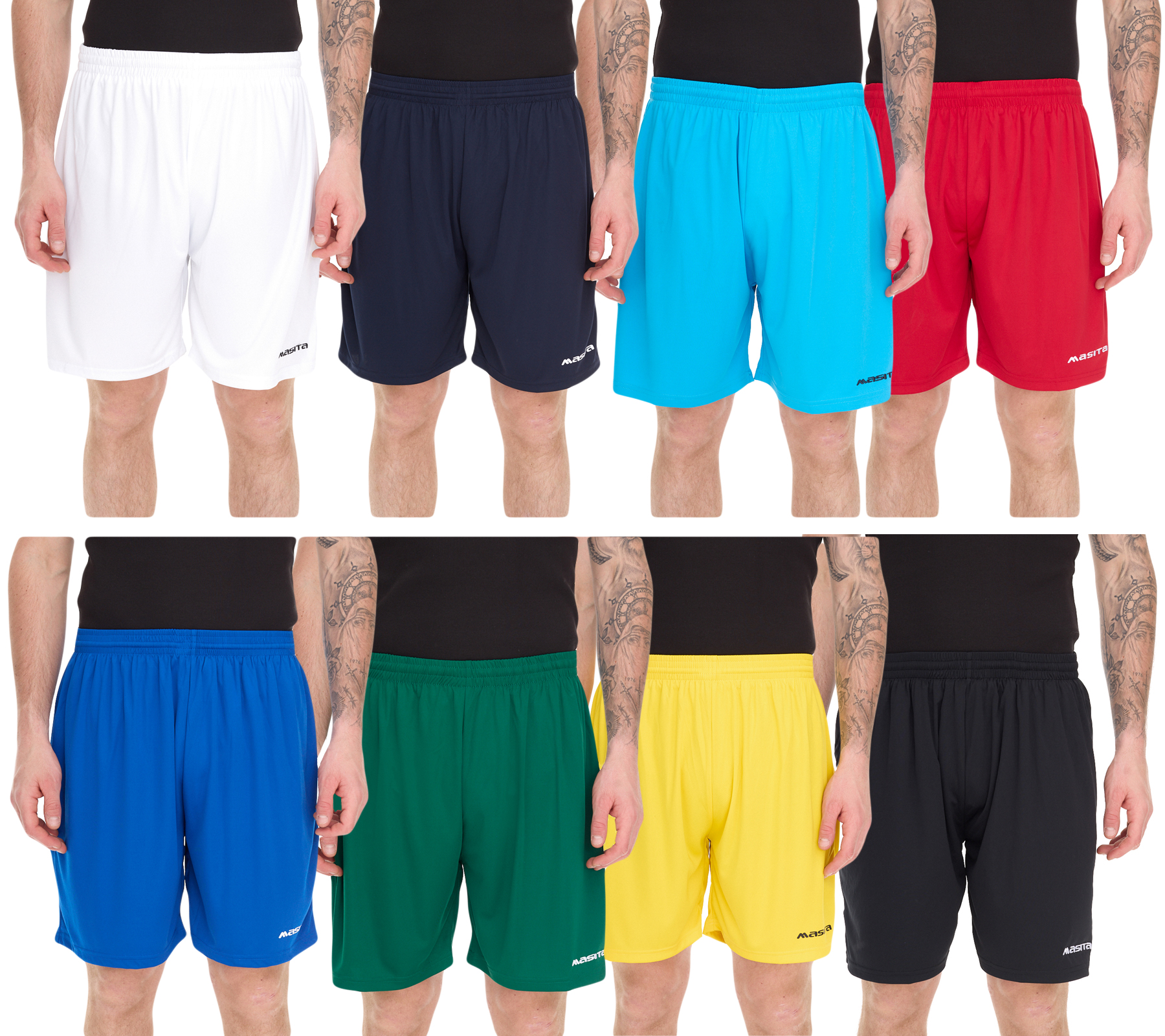 masita Rio Herren Trainings-Shorts mit Clima Tech-Technologie Sport-Hose mit Innenslip 2401S Blau, Rot, Gelb, Schwarz, Weiß, Grün